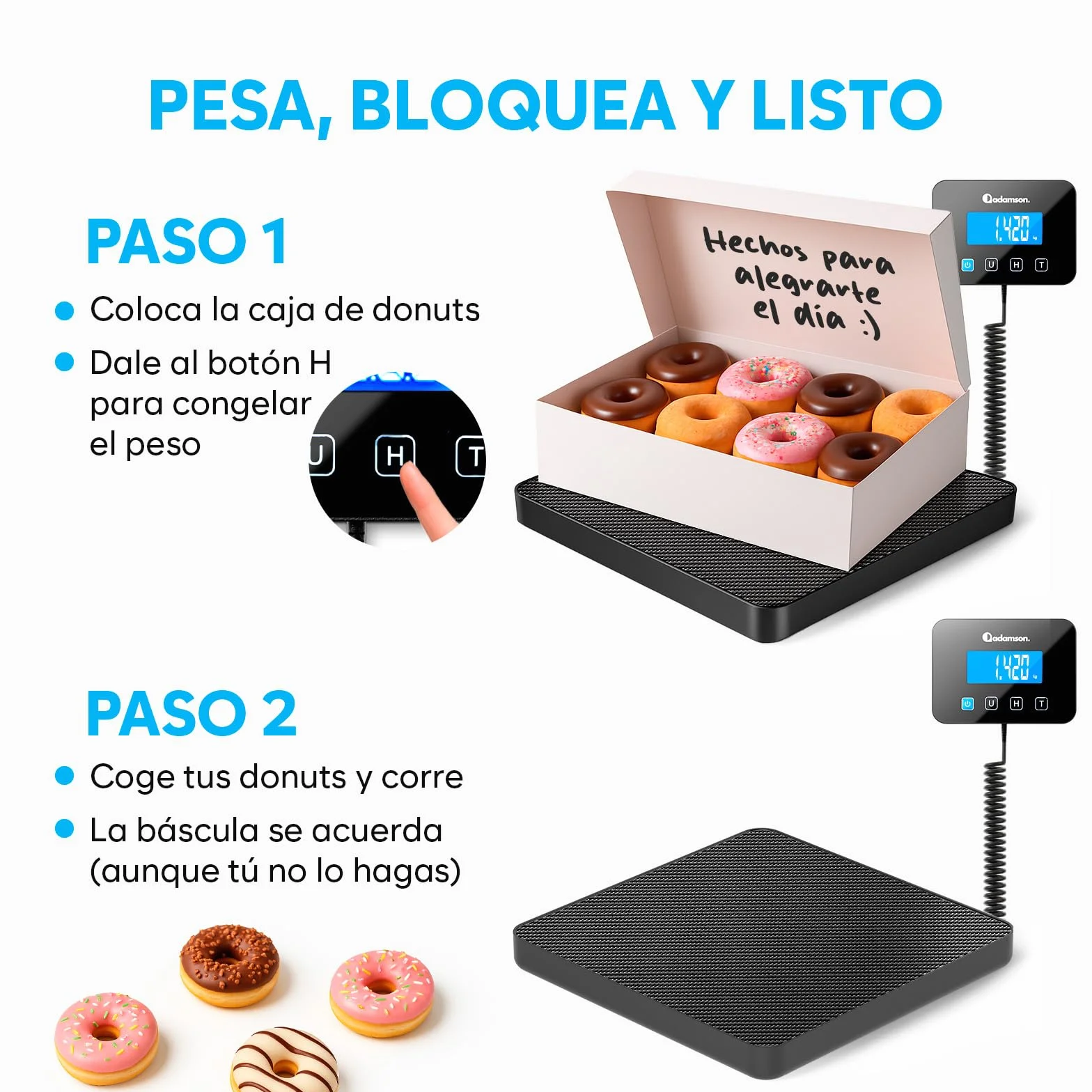 Bascula Industrial 200 kg/10 g Alta Precisión Retención Tara Batería Cable Alfombra Negra