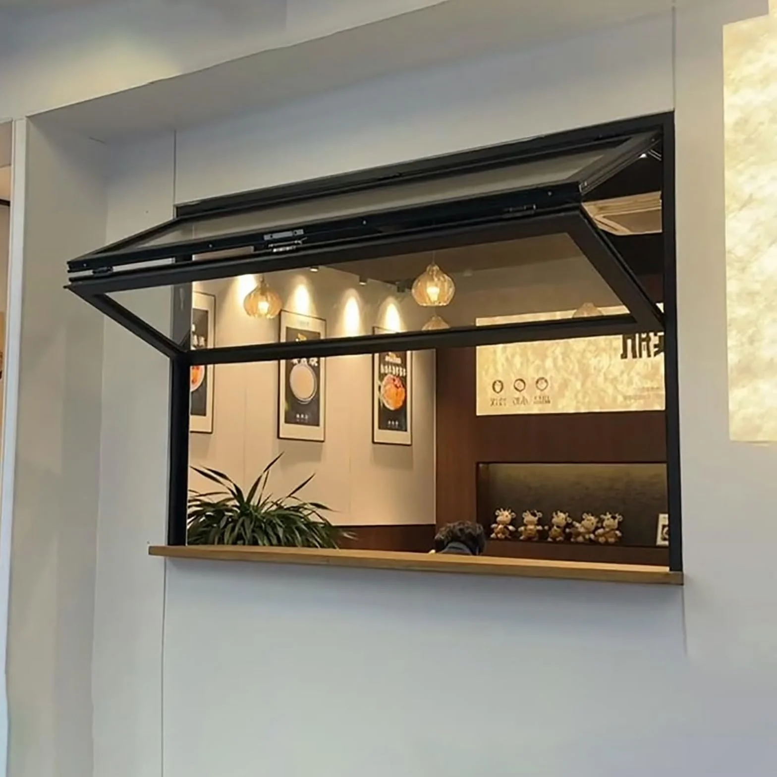 Ventana de concesión con marco de aluminio, ventanas plegables verticales con vidrio templado y burlete, ventana corrediza para vagón comedor, tienda de té con leche, personalizable(WxH 45x31in/109x79