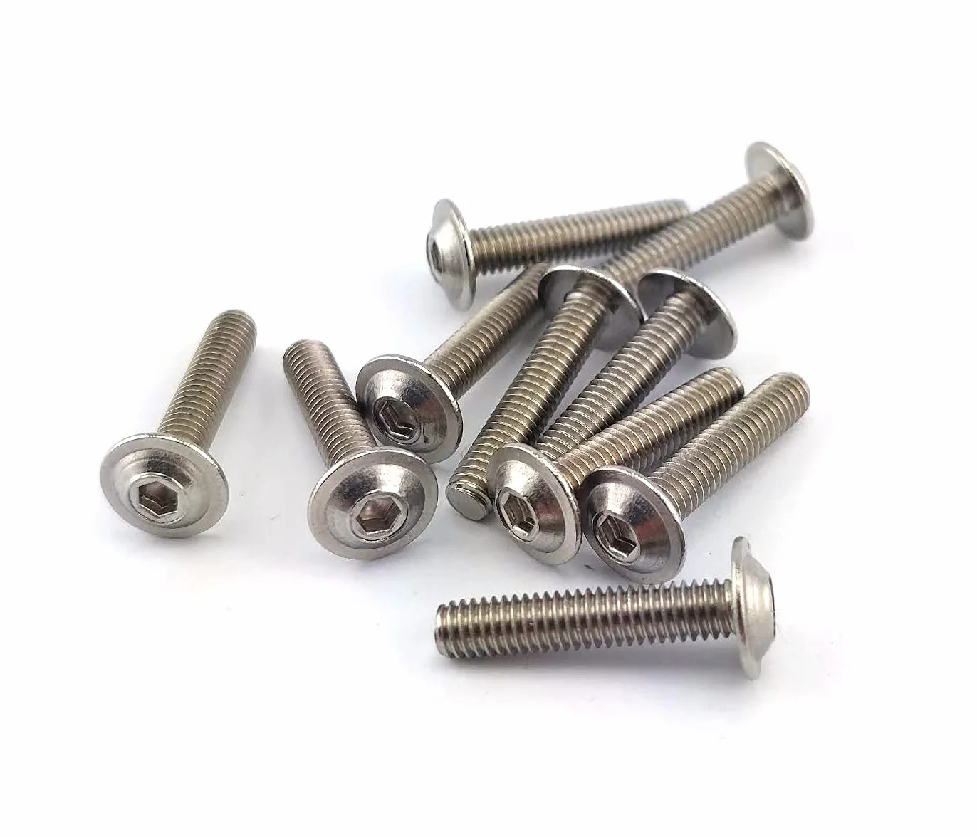 50 tornillos alomados con brida hexágono interior ISO 7380-2, acero inoxidable A2, M10 x 25