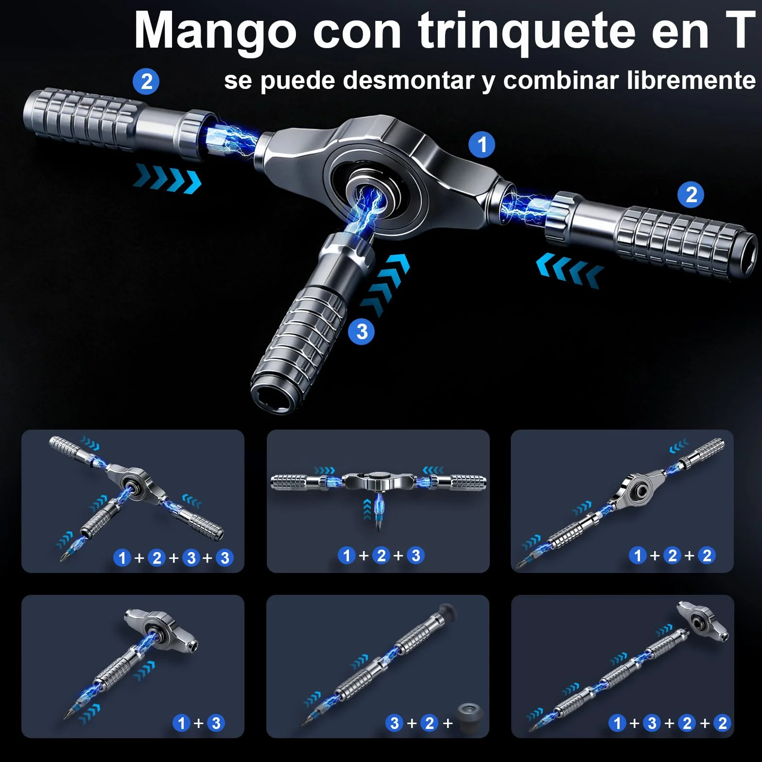 Juego de destornilladores de carraca, 66 en 1 juego de destornillador carraca magnéticos, puntas de acero S2, mango en T extraíble para tornillos de para muebles, instrumentos de precisión, etc