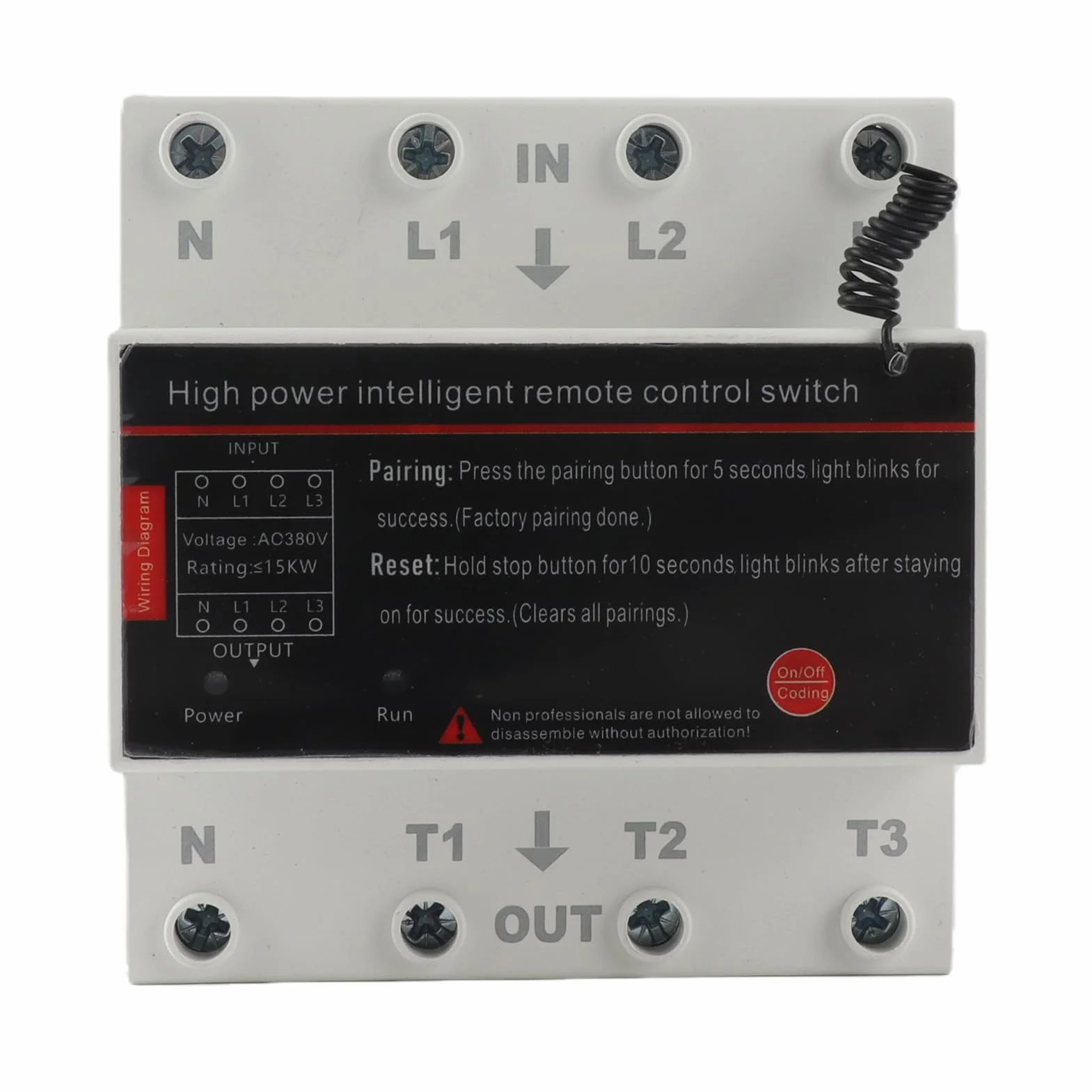 Interruptor Remoto Inalámbrico Trifásico AC380V, Interruptor de Alimentación Inteligente, Control de Larga Distancia de 3000 M, Interruptor de Control Remoto para Bomba Motor