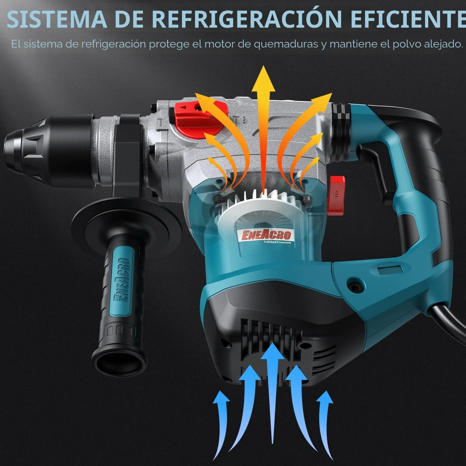 ENEACRO SDS-Plus Martillo Perforador de Alta Potencia, 1500W y 7J, con Embrague de Seguridad y Control de Vibración, 4 Funciones, Incluye Grasa, Cinceles, Brocas y Bolsa de Herramientas