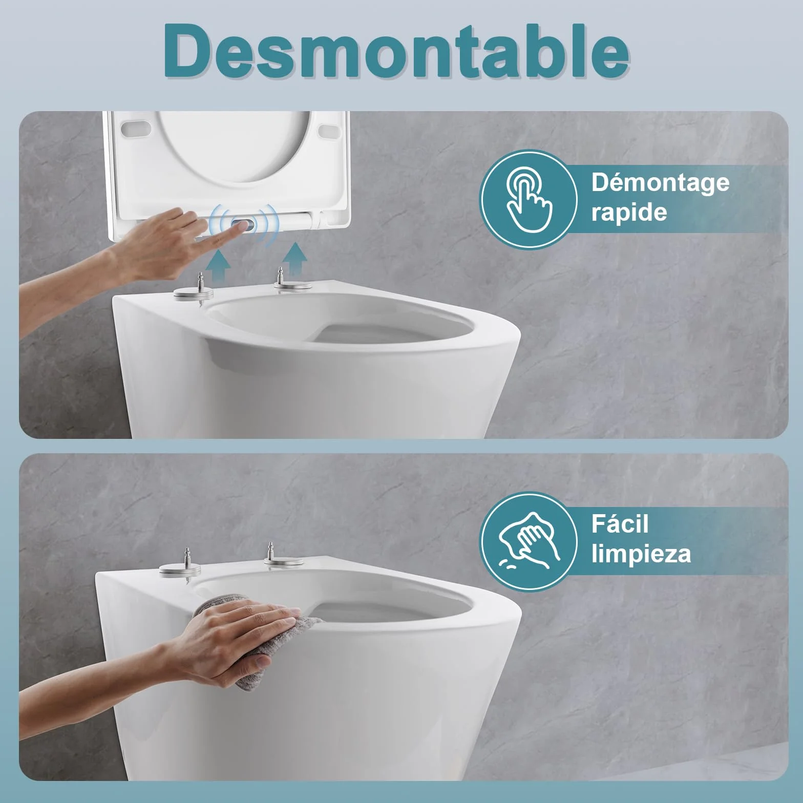 Tapa WC Universal Amortiguada D-Forma 430x360 mm, Duroplast Blanco