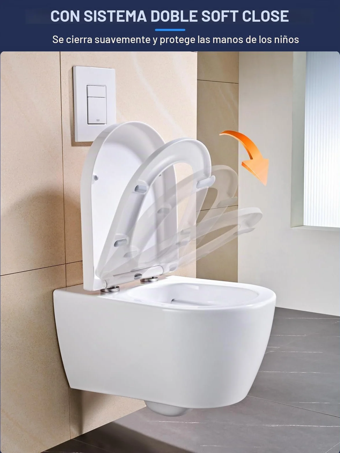 Tapa WC Universal, YEAUPE PRO Asiento de Inodoro de Cierre Suave en Forma de D con Liberación Rápida para una Fácil Limpieza, Blanco, 43 x 36 CM