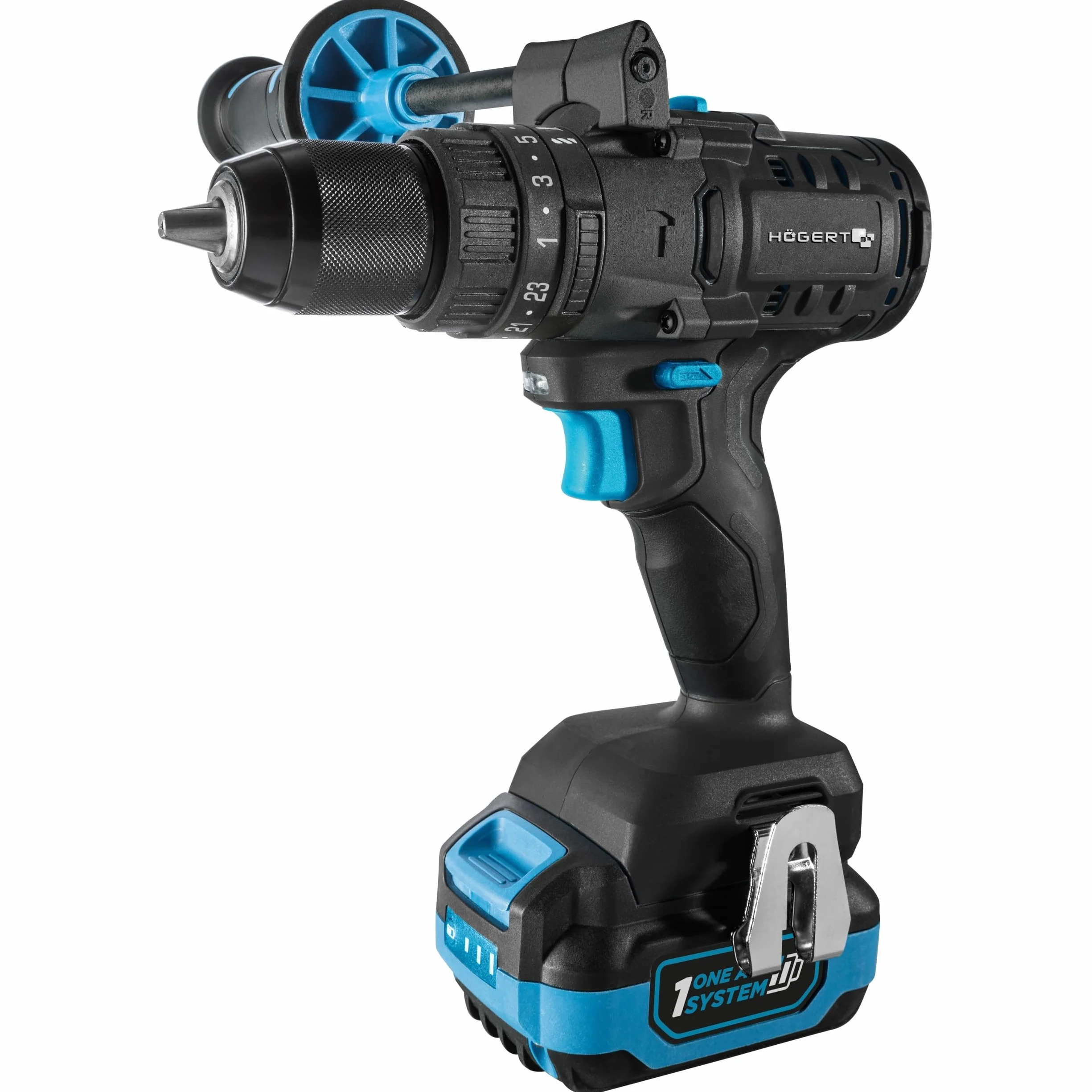 HÖGERT TECHNIK Set de taladro percutor a batería 18V, 200 Nm y 100 Nm, 2 atornilladores de impacto sin escobillas, 2 baterías, cargador 4A, iluminación LED, engranaje metálico, para madera y metal