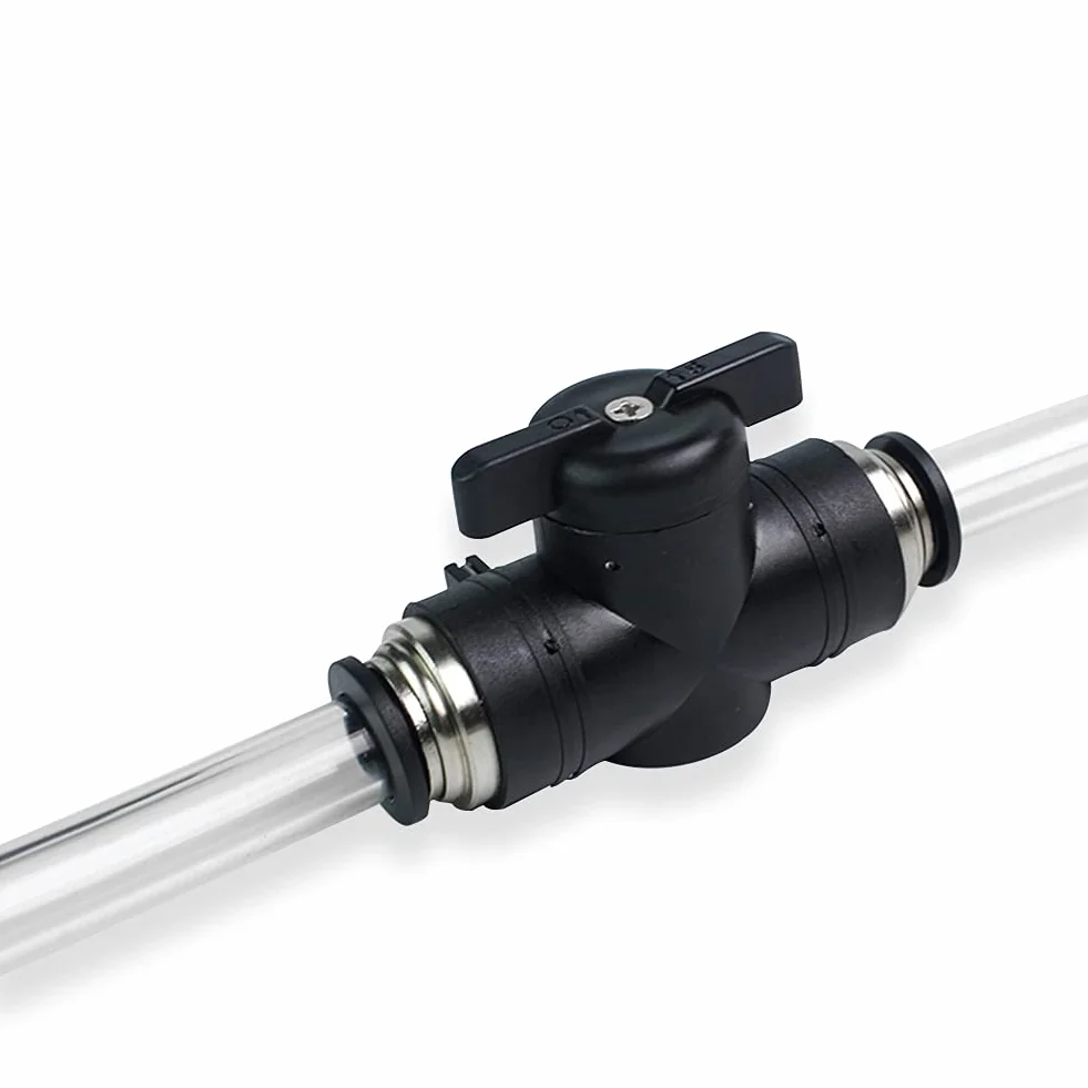 Beduan Válvula de bola neumática BUC, 1/4 "x 1/4" OD Push to Connect Fitting Válvula de control de flujo de aire Straight Quick Connect Union (3 piezas)
