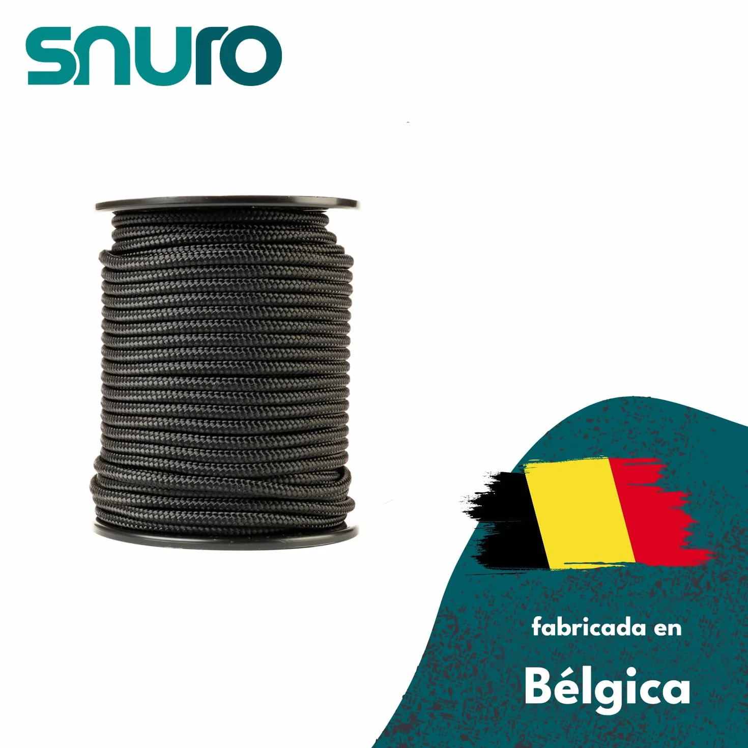 Cuerda de nailon (6 mm, 50 m, negro) – Paracord de poliamida trenzado resistente, resistente al desgaste y sólido, carga de rotura de 622 kg