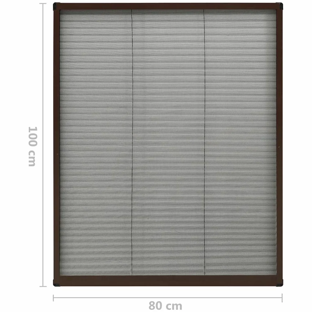 vidaXL Mosquitera Plisada para Ventanas Red Rejilla contra Insectos Moscas Cortina Plisada Ajustar Verano Fácil de Colocar Aluminio Marrón 80x100 cm