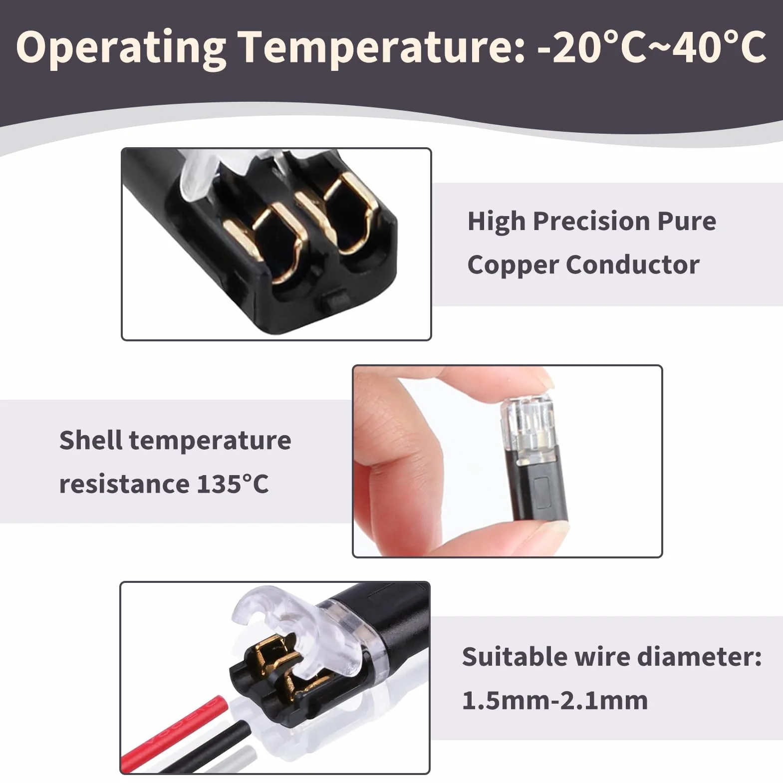 Conectores Electricos Rapidos 30 Piezas 18-22 AWG Terminal de Empalme para Automocion y Hogar