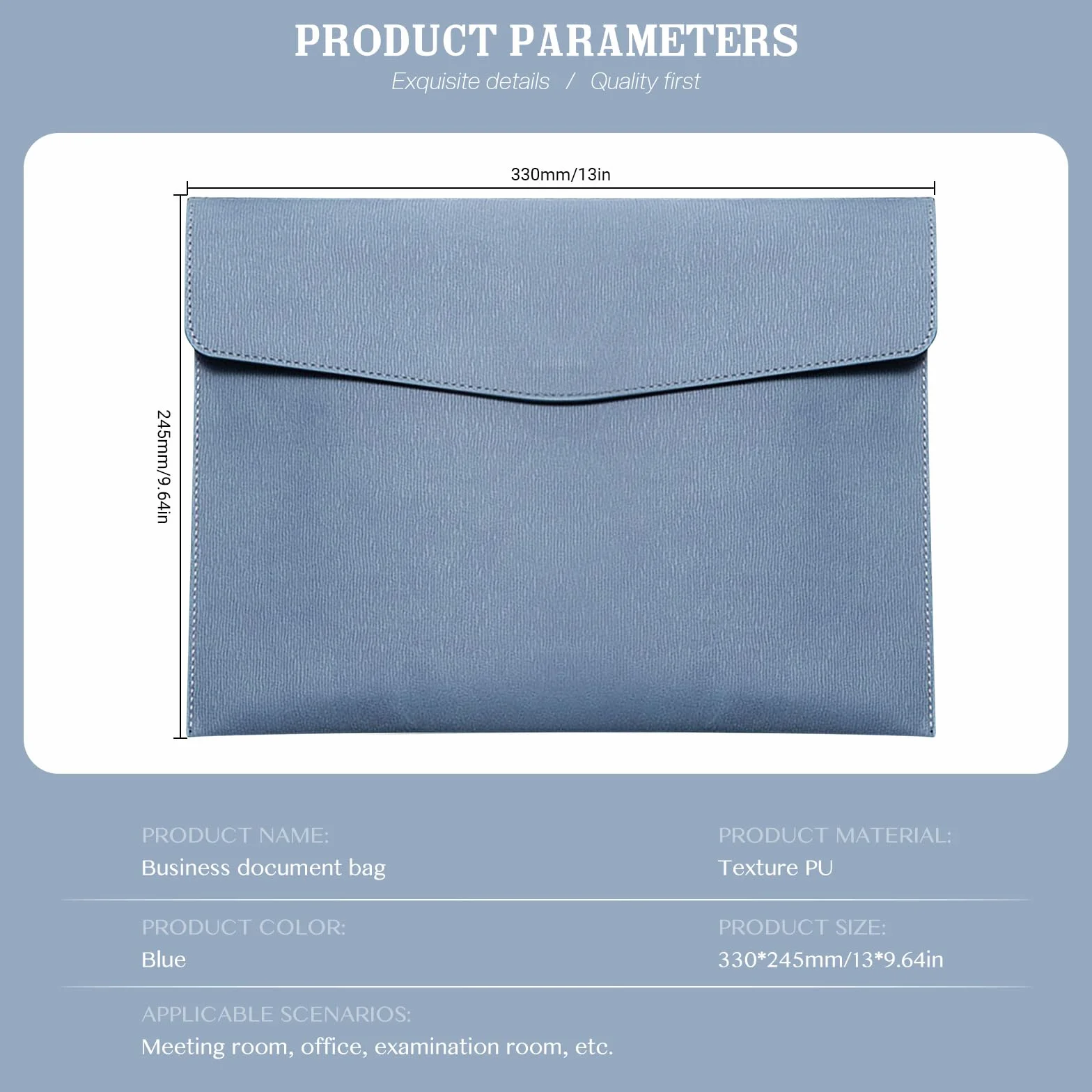 Skyzone Cartera de Documentos A4 Cuero PU Organizador Viaje Impermeable Cierre Presión Azul