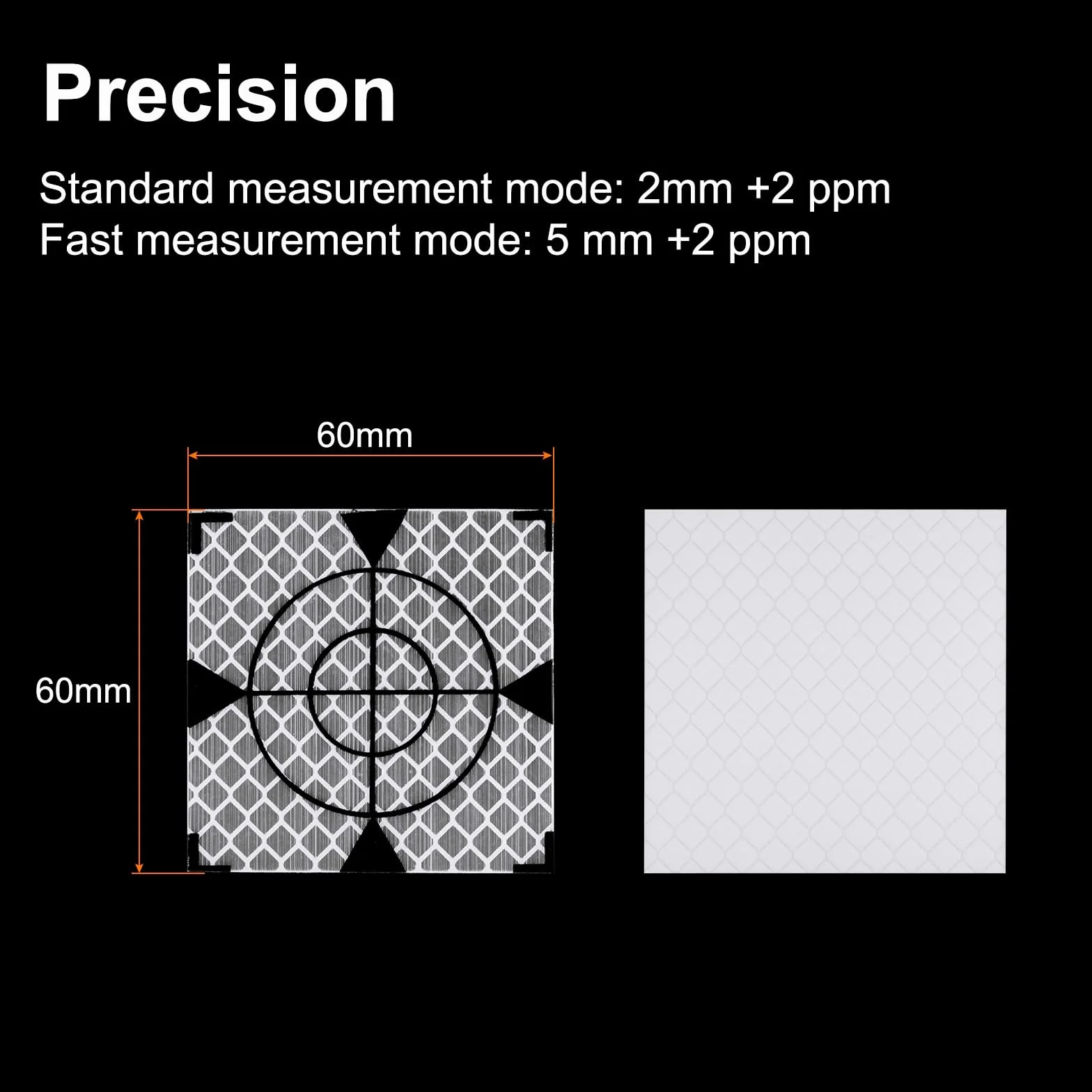 HARFINGTON 30 hojas reflectoras de encuesta de 60 x 60 mm, cinta reflectante autoadhesiva, marca de objetivo para estaciones totales, tono plateado