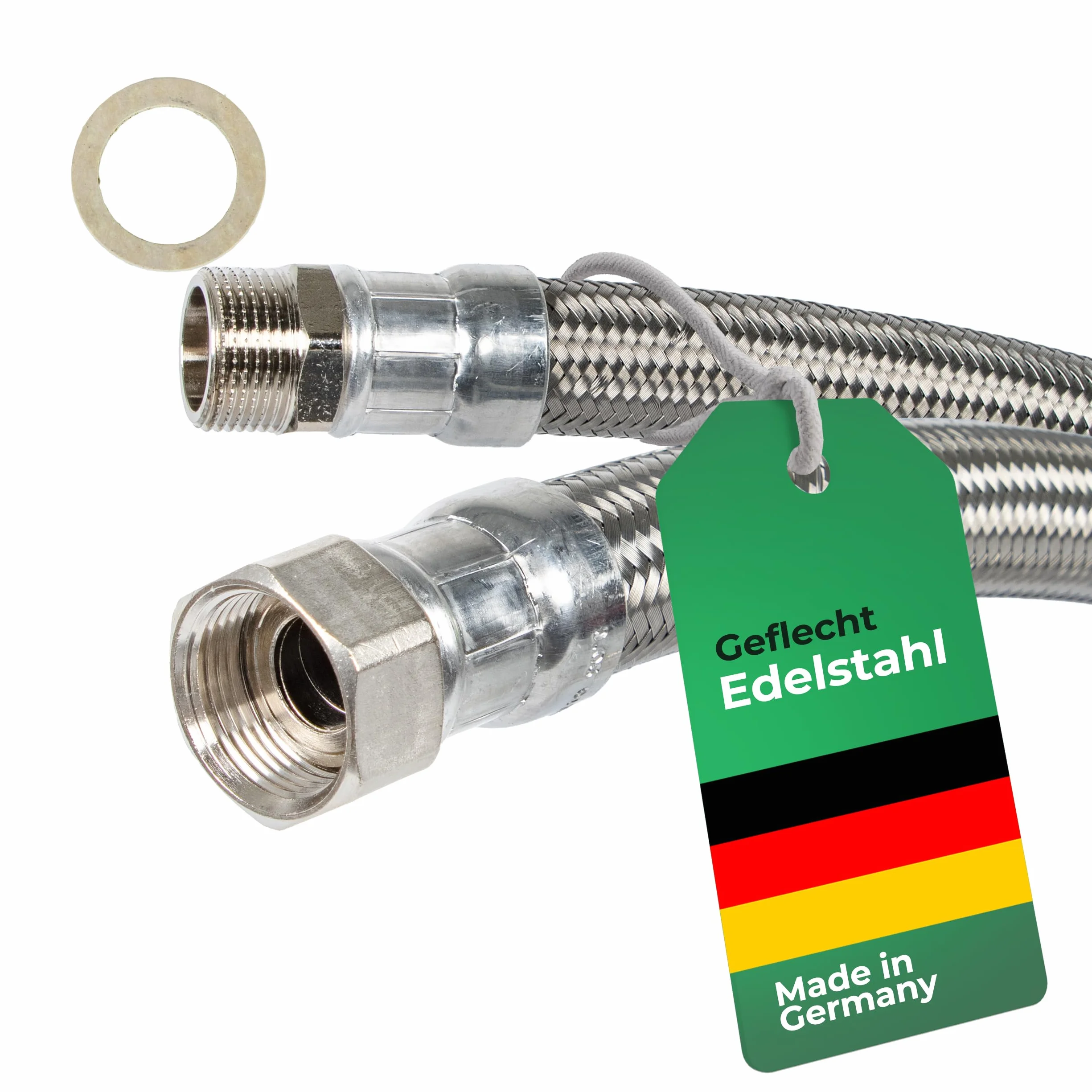 Manguera reforzada de 3/4" x 3/4" AG, manguera flexible DN19 con trenzado de acero inoxidable.