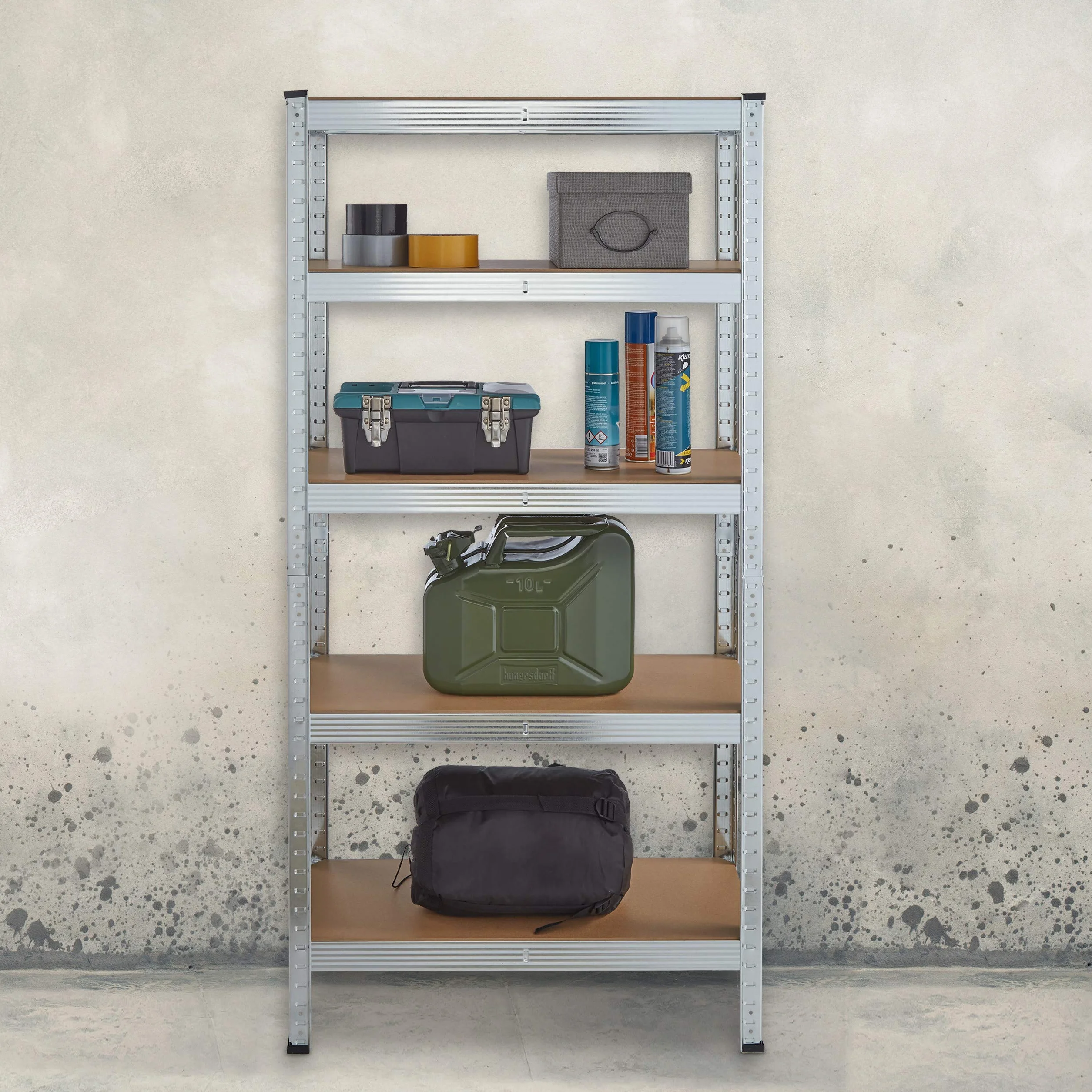 Relaxdays Estantería Galvanizada para Carga Pesada, hasta 875kg, 150x75x30 cm, 5 Baldas, Encaje, Acero, Sótano, Plateado