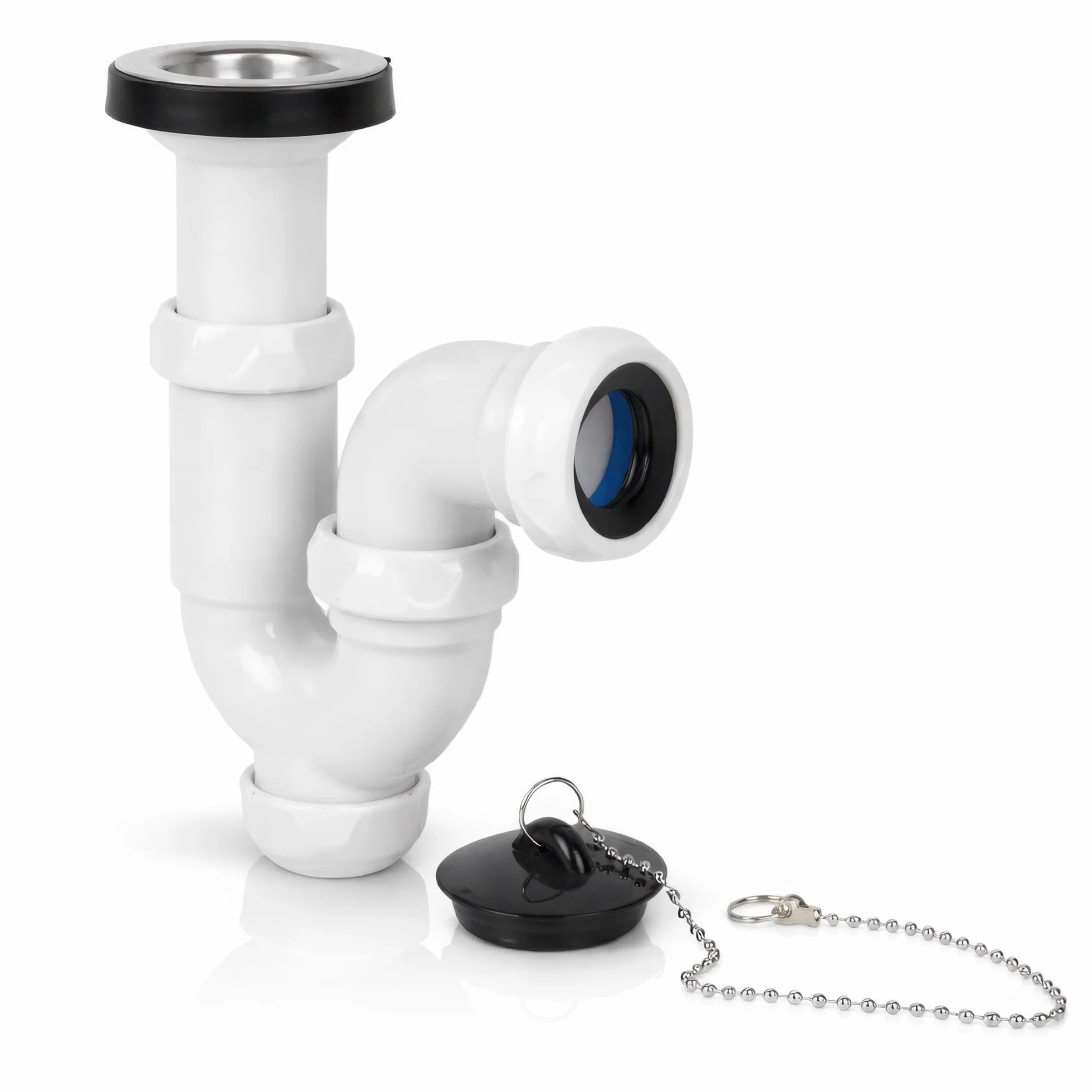 Sifón Curvo Extensible 1 1/2" Ø40 mm con Reducción Ø32 mm para Fregadero y Lavabo Antiolor Antifugas Fluvia