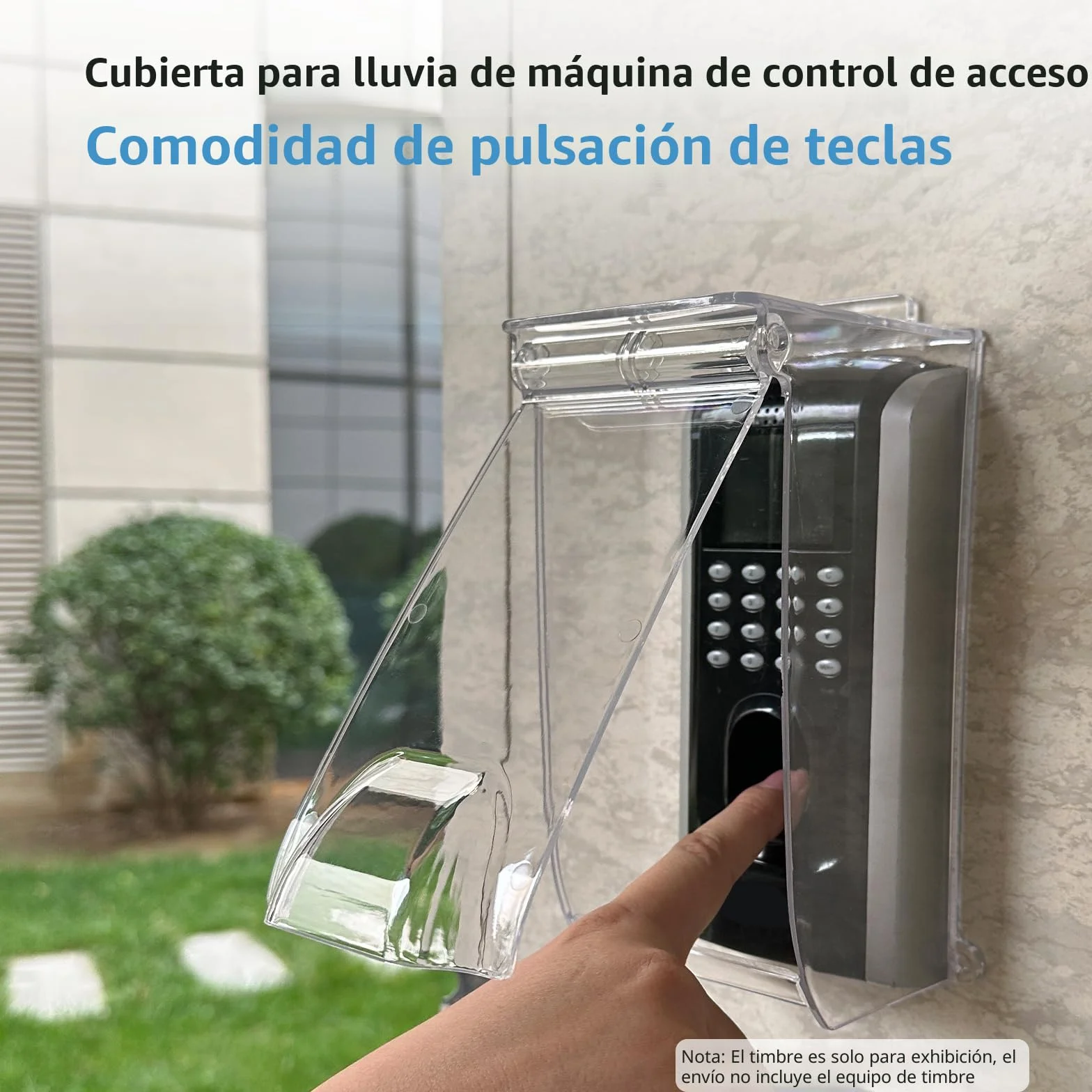 Cubierta Transparente para Timbre con Tapa abatible contra la Lluvia, protección contra la Intemperie, Cubierta de Control de Acceso con Huellas Dactilares, Compatible con Timbre con Video/b