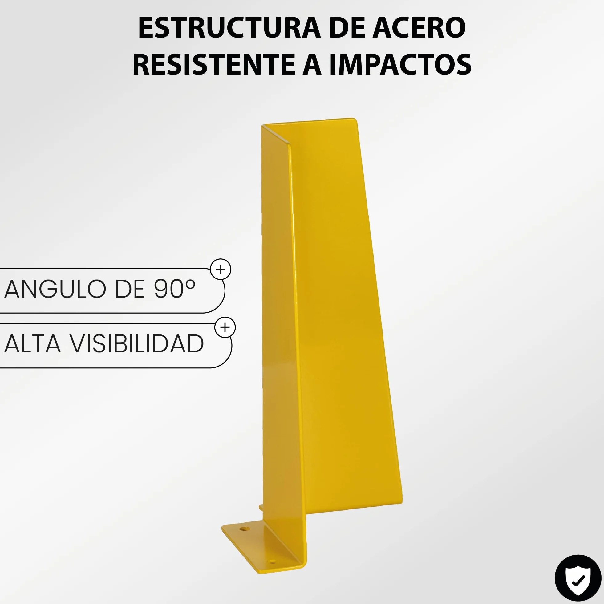 Protector Metálico Esquinero para Almacenes y Parkings | Protege Postes, Estanterías y Columnas | Acero Alta Visibilidad 400 mm | Protección Industrial Antigolpes con Fijación Segura al Suelo