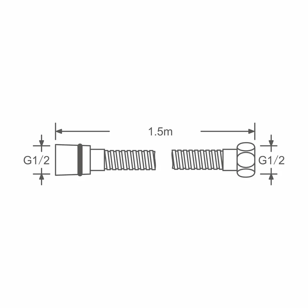 Manguera de ducha flexible de acero inoxidable de 1,5 m con tubo de ducha de repuesto universal antitorsión G1/2 pulgadas, a prueba de fugas y fácil de instalar