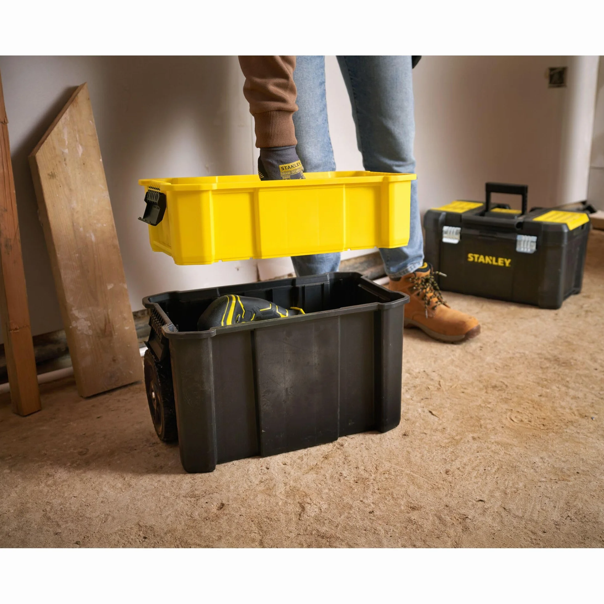 STANLEY Caja de Herramientas Rodante Esencial, Taller Móvil 3 en 1 con Unidades Apilables, Solución Portátil para Herramientas, STST1-80151.