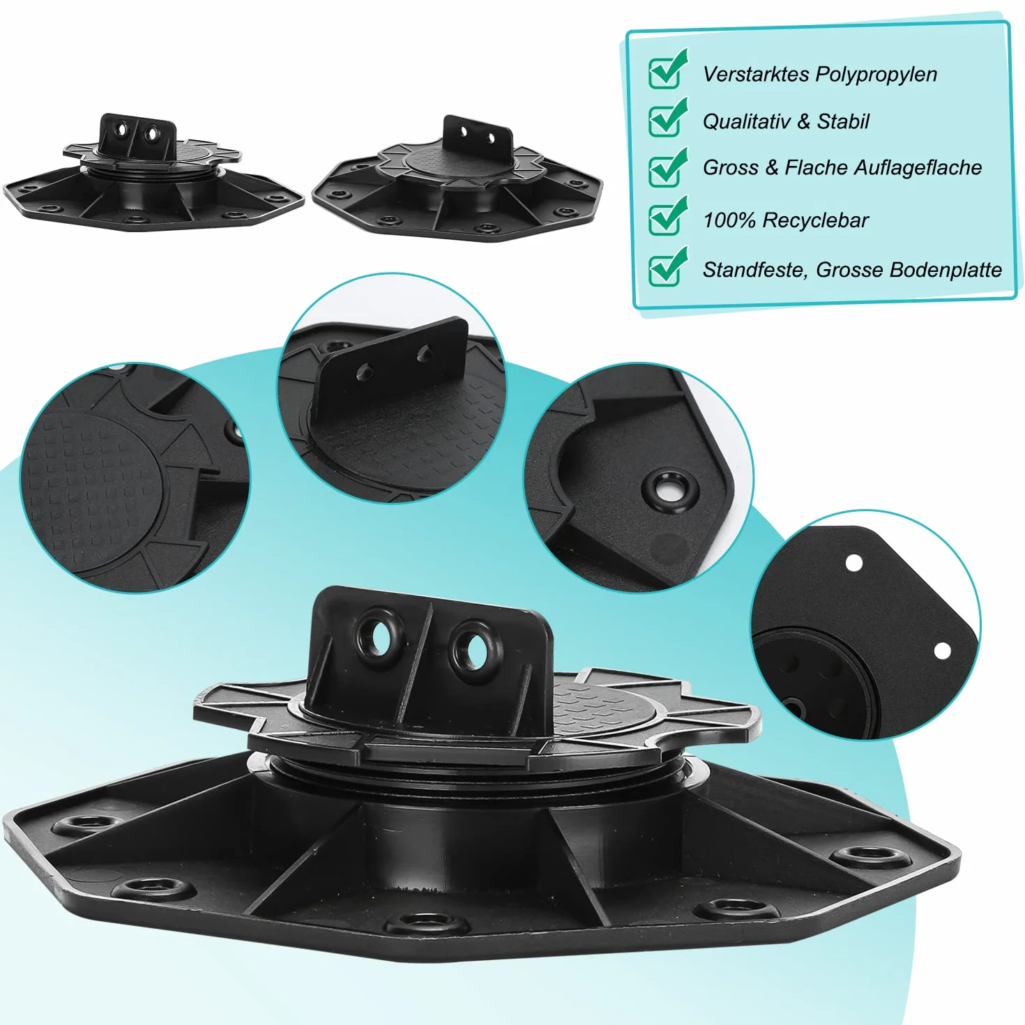 Daromigo Soportes para terrazas, 30 unidades, altura regulable, 60-140 mm, patas niveladoras para terrazas de suelo, placas de suelo para terrazas subestructura, WPC