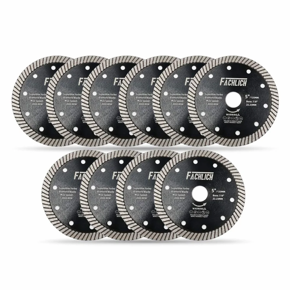 Disco Tronzador de Diamante 10 Piezas 125MM Hoja de Sierra Super Delgada para Porcelana Cerámico Azulejo Granito