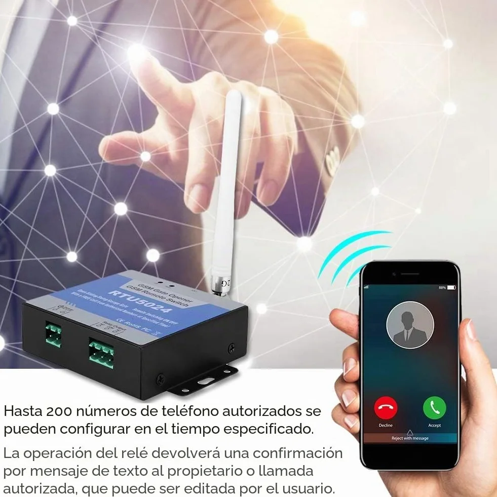 DEWIN Sistema de Control de Acceso, RTU5024 Controlador de Acceso GSM para Teléfono Móvil Interruptor de Control Remoto SMS Control de Puerta
