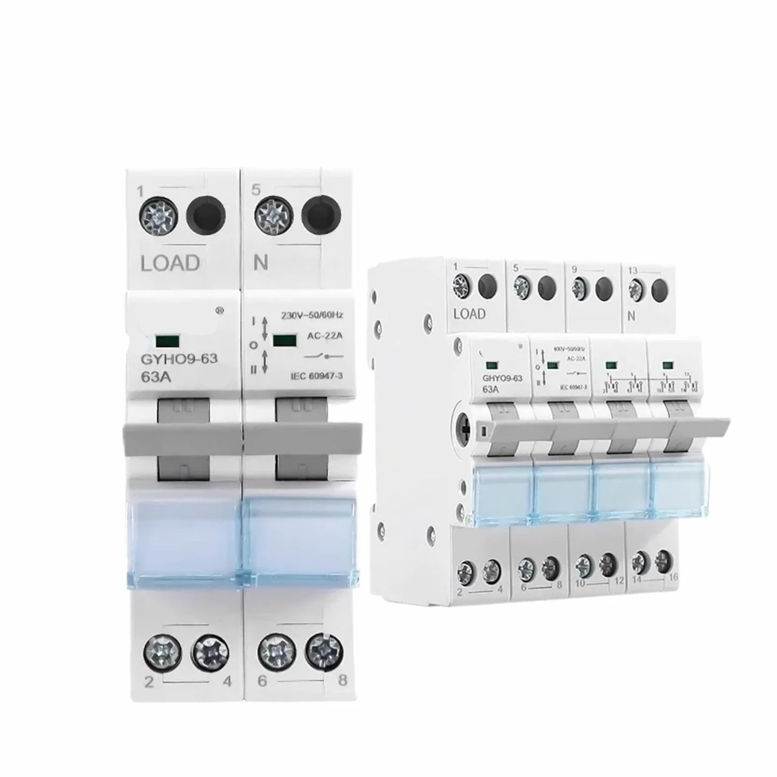 Interruptor de transferencia manual GYHO9 con indicador, 63 A, 100 A, 125 A, MTS, de doble potencia, de conversión manual, 1 unidad(GYHO9-2P,63A)