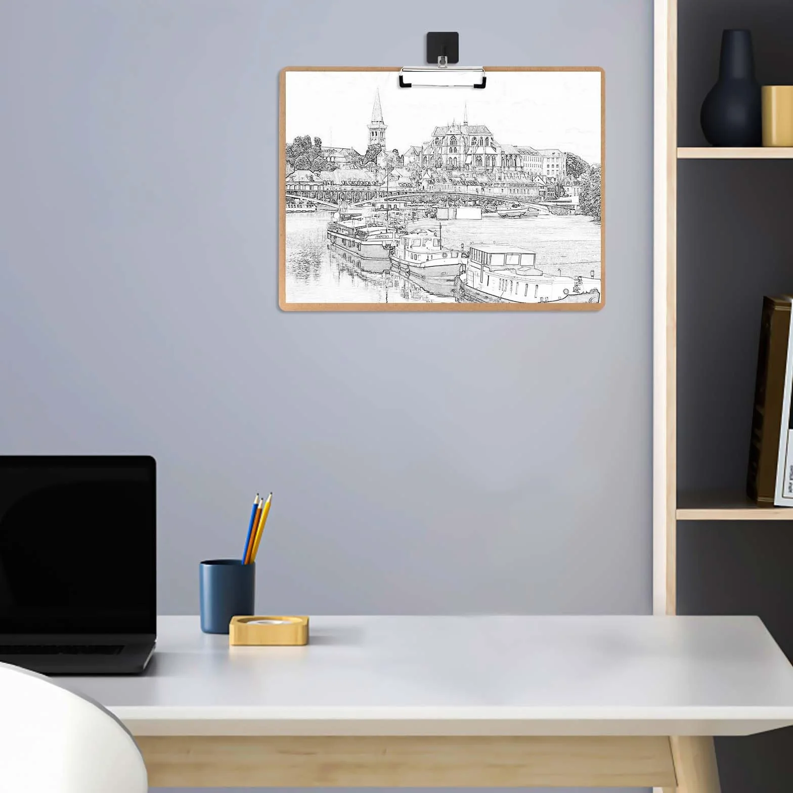 Grande Portapapeles A3 de Madera, 2 Piezas, Horizontal, MDF para Escritura y Dibujo