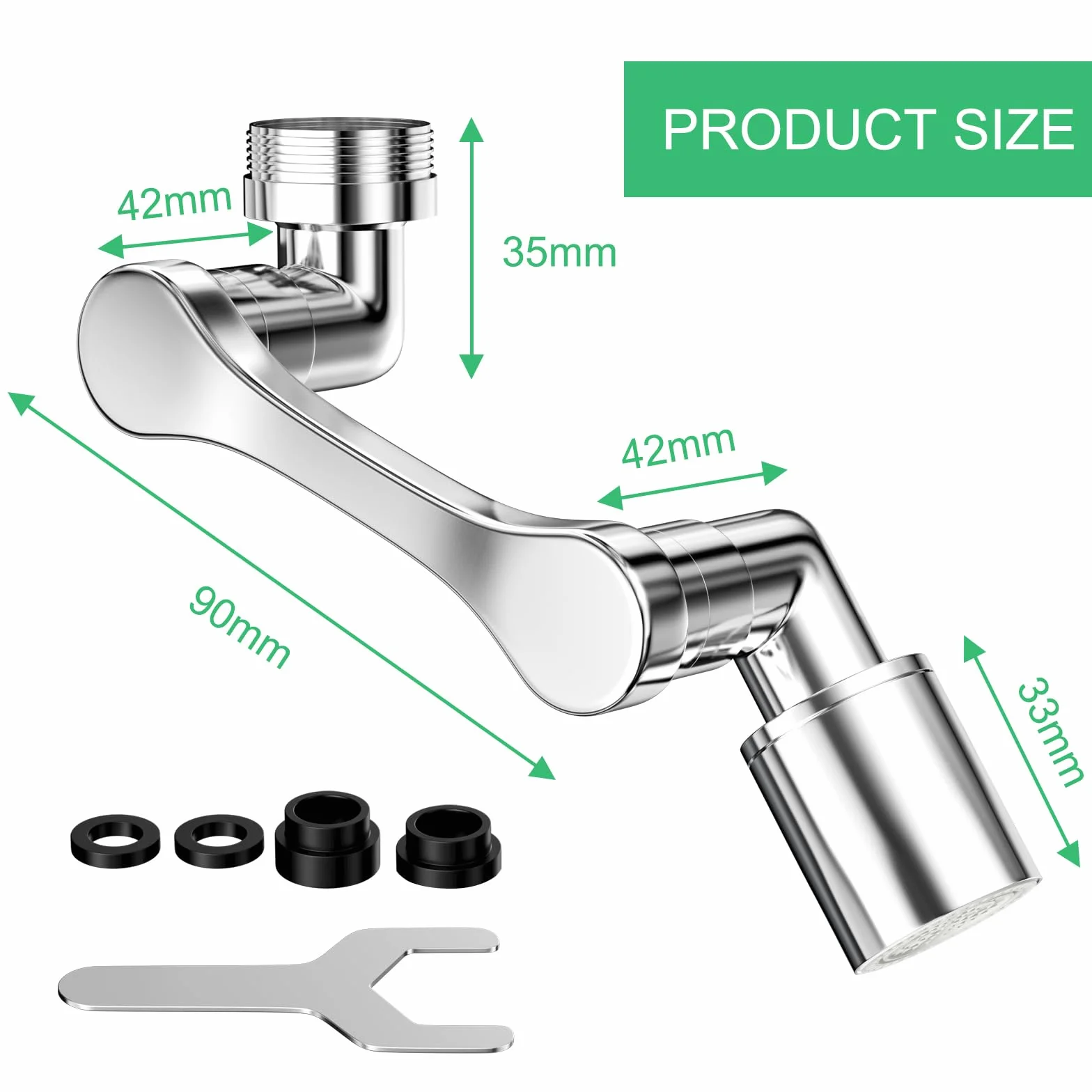 Aireador de Grifo Extensor Giratorio 1080°, Universal Extension Difusor Con 2 Modos de Chorro para Baños y Cocinas