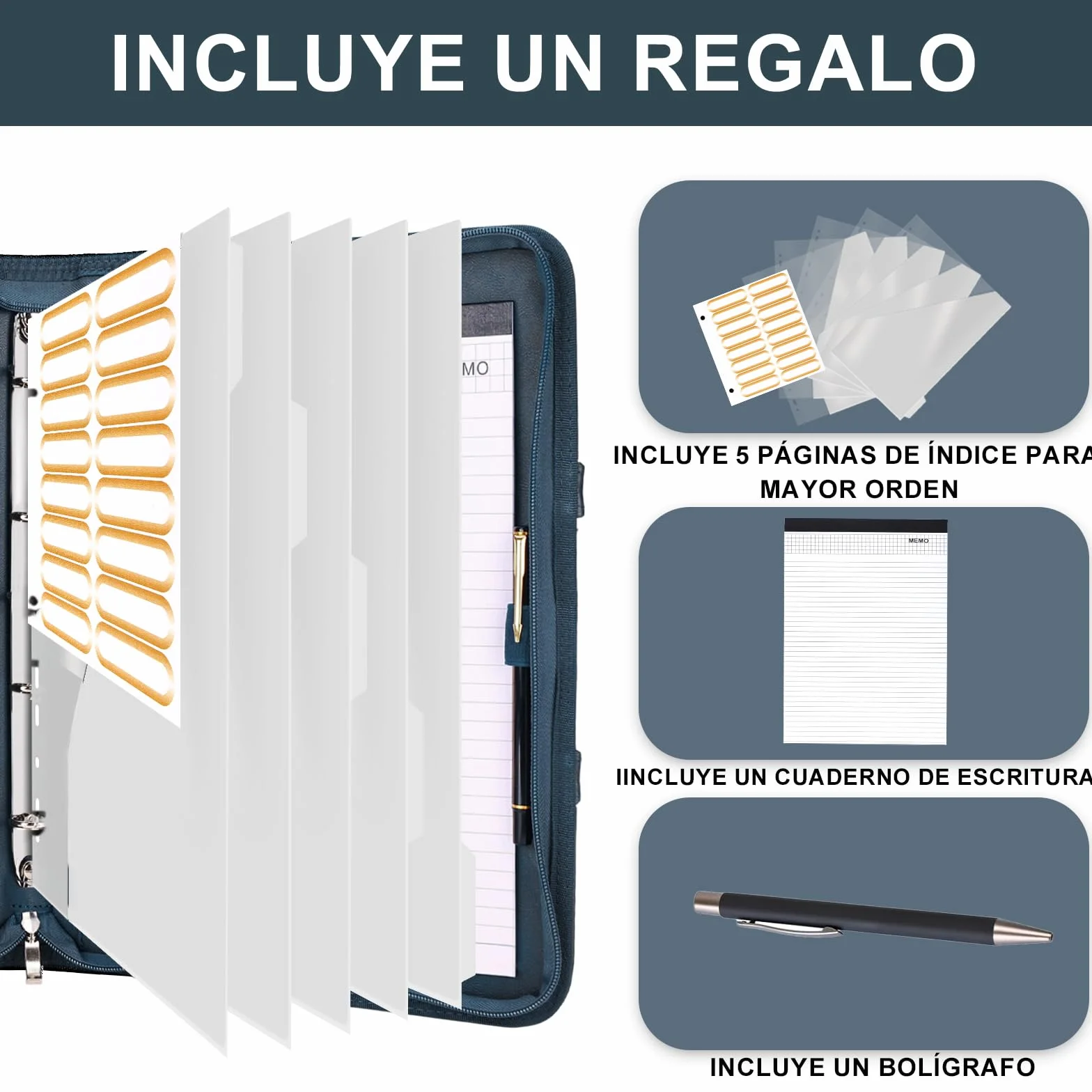 Carpeta A4 de Piel Vegana Leathario, Cuaderno Porta Documentos con Encuadernación de Anillos