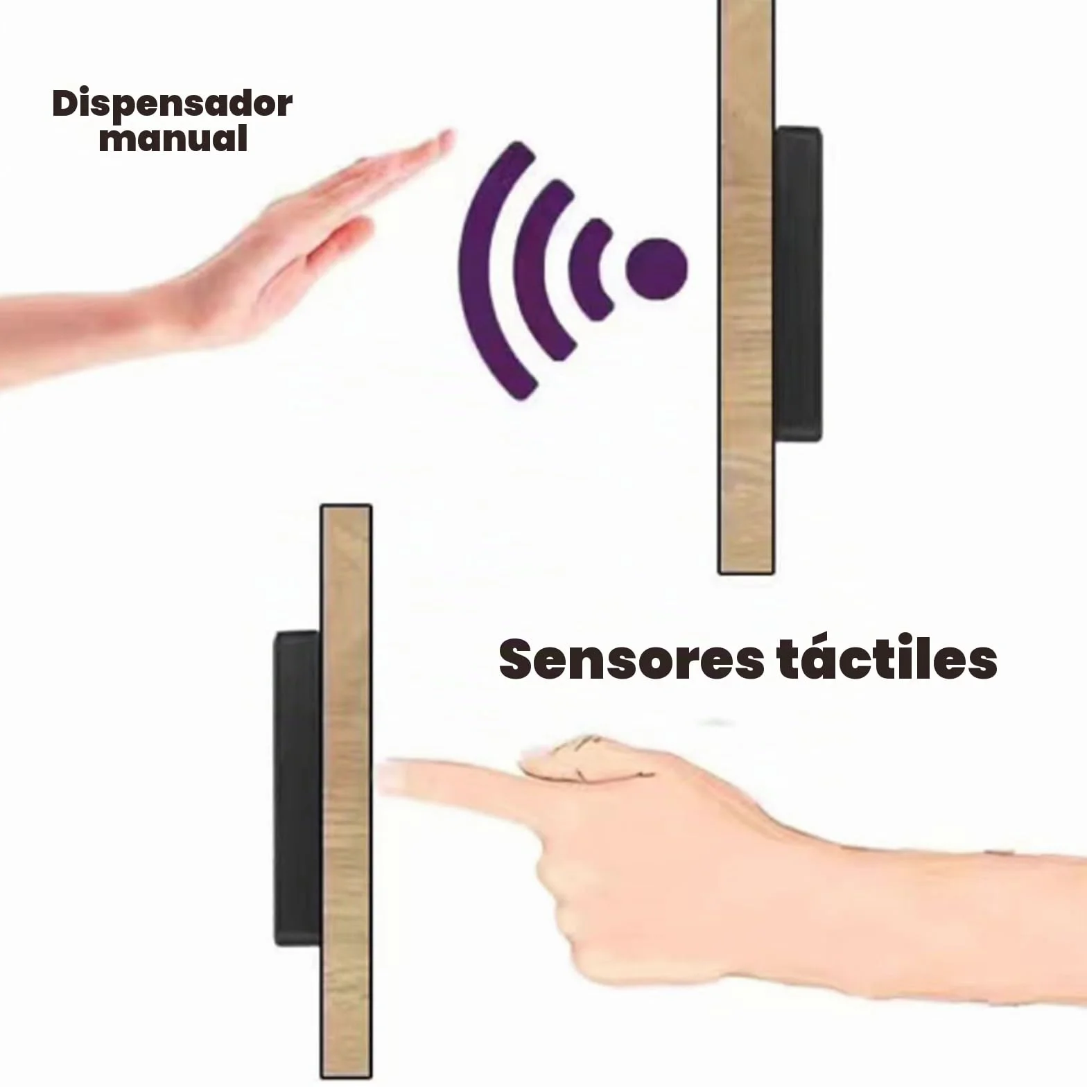 2 interruptores reguladores LED táctiles ocultos de 12 V, CC 3,3 – 24 V, 5 A, interruptor táctil para barra de luz LED Smart Home, penetra madera, piedra, vidrio, etc., no requiere agujeros (negro)