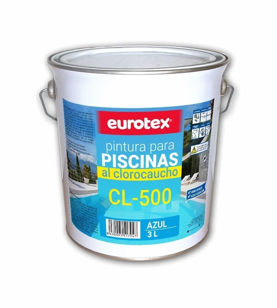 EUROTEX - PINTURA PARA PISCINAS AL CLOROCAUCHO CL-500 3LT AZUL