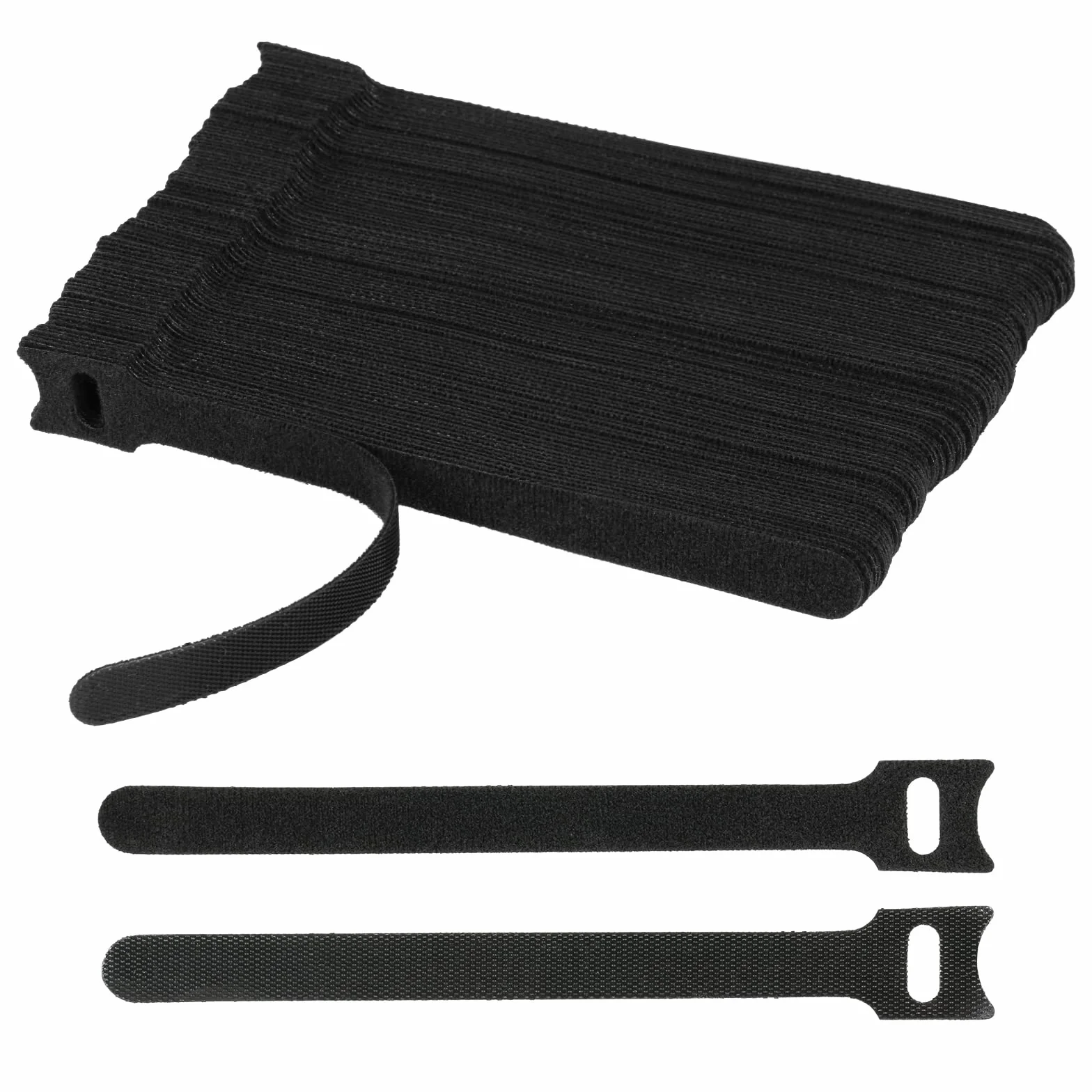 JUEGO DE 100 ataduras de cable reutilizables, negros, autoadhesivos y extra resistentes para una gestión óptima de los cables, bridas cables ajustables y resellables