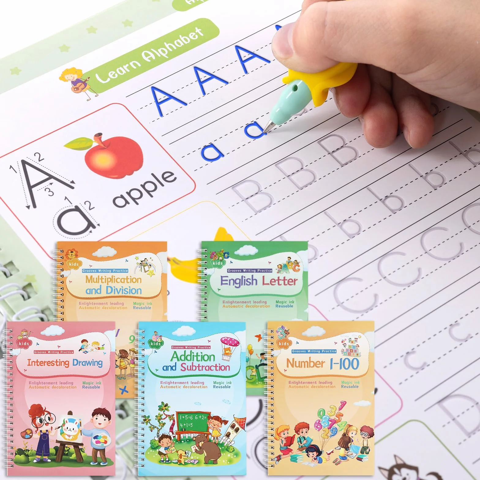 Cuadernos mágicos de escritura a mano reutilizables con ranuras para niños aprendizaje infantil
