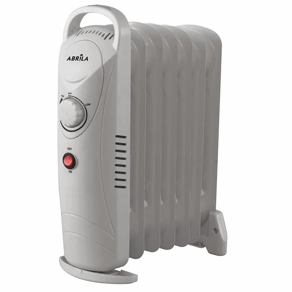 Radiador de aceite 700W, 7 elementos, termostato, protección sobrecalentamiento, luz indicadora, asa; ideal para calefacción efectiva y segura.