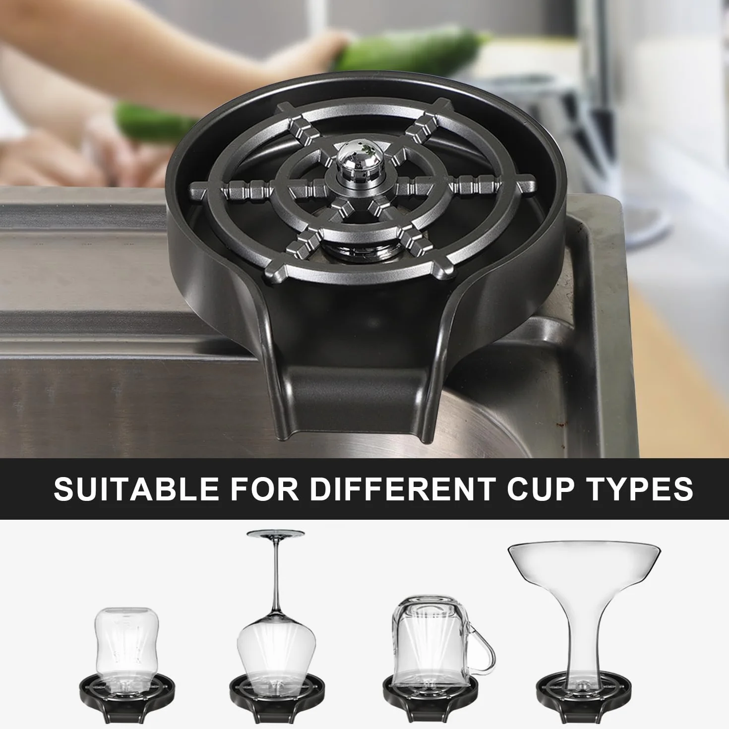 Lavavasos Lava Vasos Fregadero Enjuagador Vasos - Acero Inoxidable Limpia Vasos Lavadora para Bares con Todos Los Accesorios de Instalación, Arandela para Botella para enjuagar vasos de agua