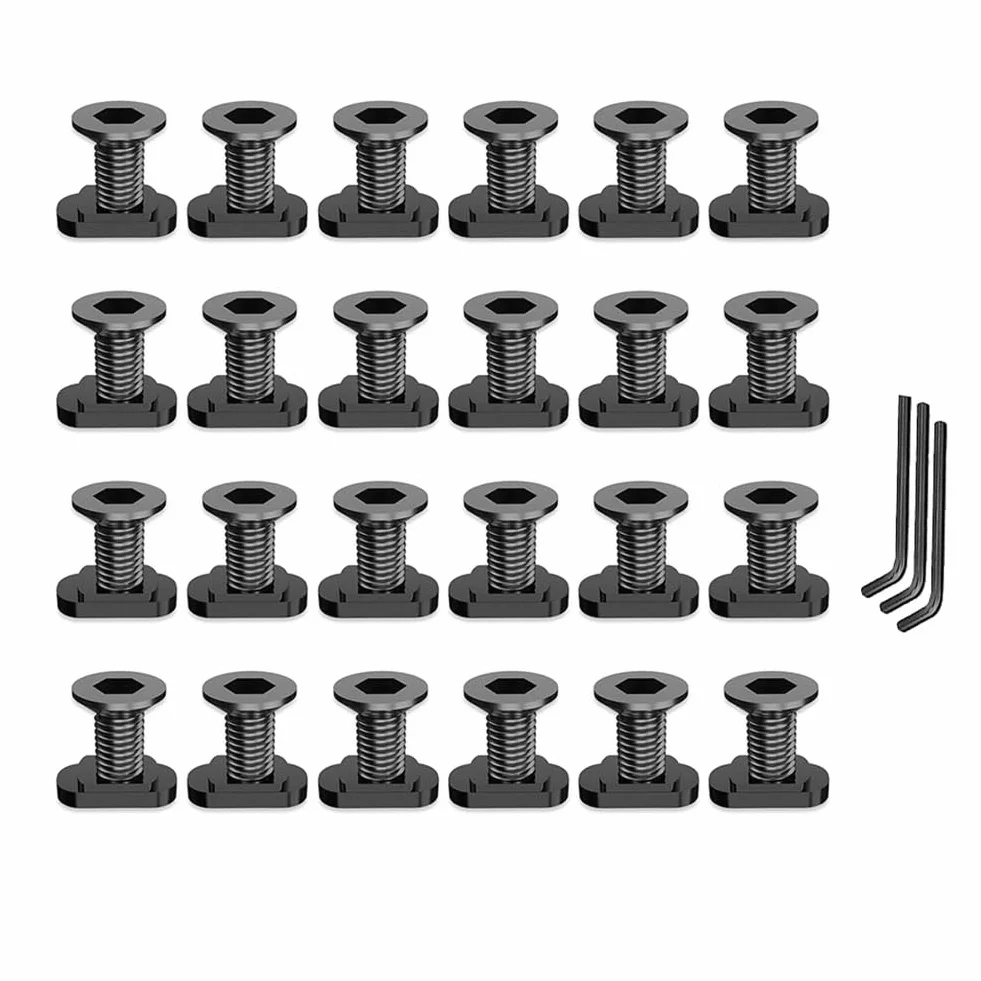 Persistence Juego de 24 Tornillos y Tuercas Mlok de Repuesto, Tornillos para Montaje en Riel M-Lok y Accesorios para Tuercas en T con Llave Hexagonal.