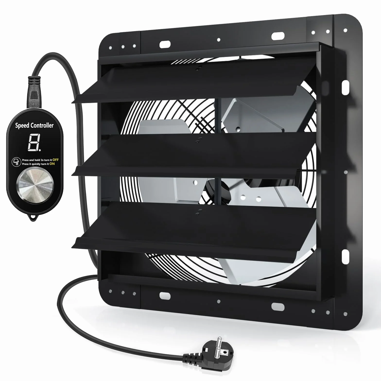Aygrochy Extractor de Aire Industrial 300 mm, Ventilador de Pared de Aluminio con Velocidad Ajustable, 1630 m³/h, Enchufe UE, Ideal para Ventilación y Circulación en Garaje, Sótano, Cocina y Almacén