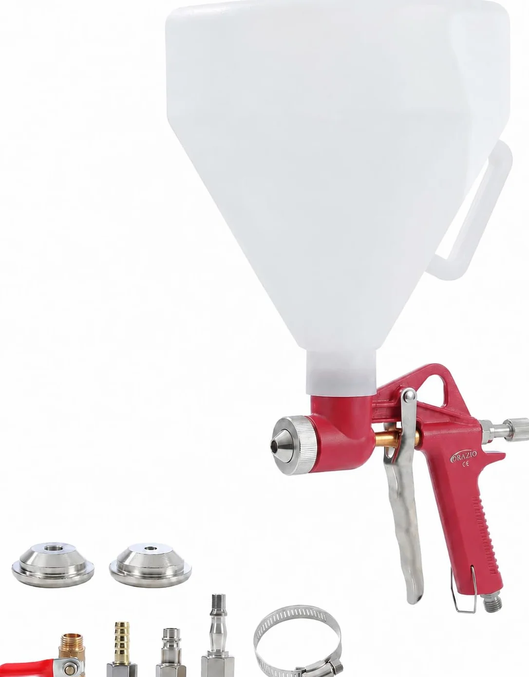 Orazio Textura Pintura Pistola Pulverizadora 5L 3 Boquillas Alimentación de Tolva de Aire Air Hopper Feed para Pared de Techo Yeso Pintura Barnizado 221471
