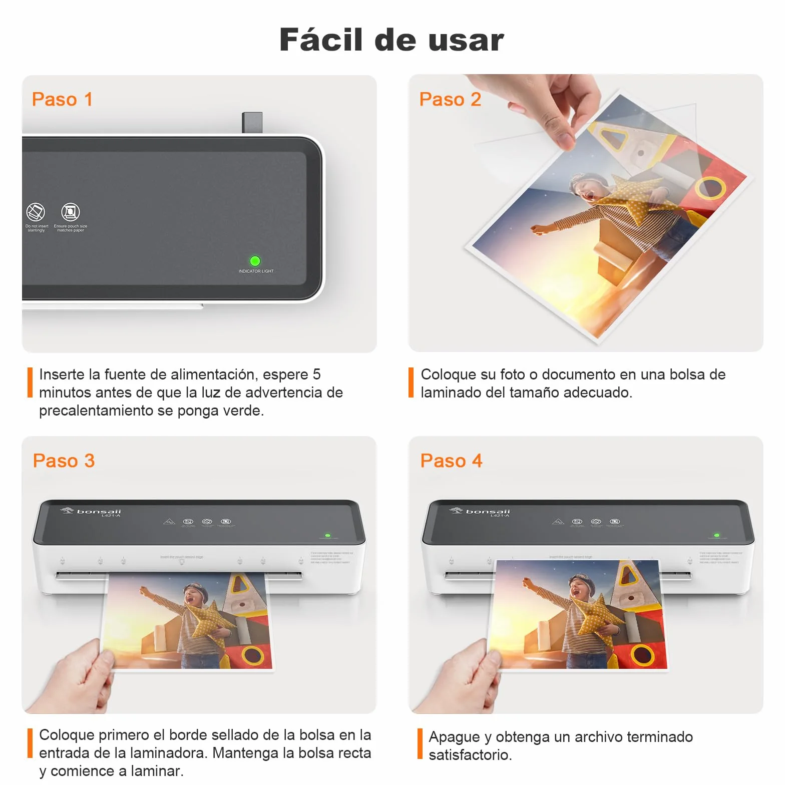Bonsaii Laminating Pouches A4 2x80 Micras Pack 100 Brillante Transparente