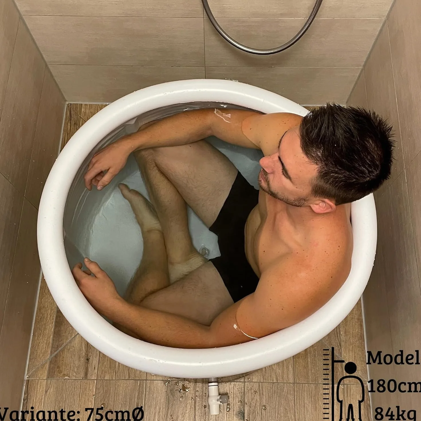 CRS pequeña bañera Plegable para Adultos y niños | Cabe en la Ducha y en el baño pequeño | También Ideal para baños de Hielo y como baño Infantil (90cmØ x 55cm)