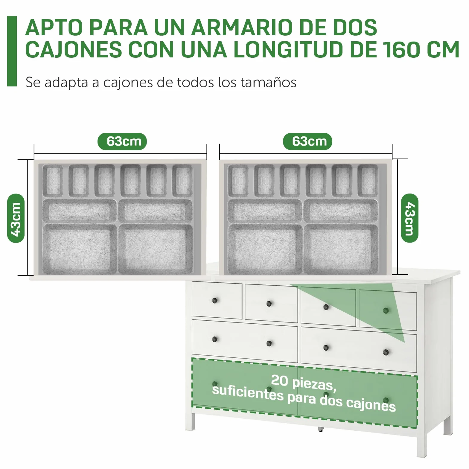 Captainfive organizador de cajones 20 piezas cajas apilables de fieltro para escritorio armario