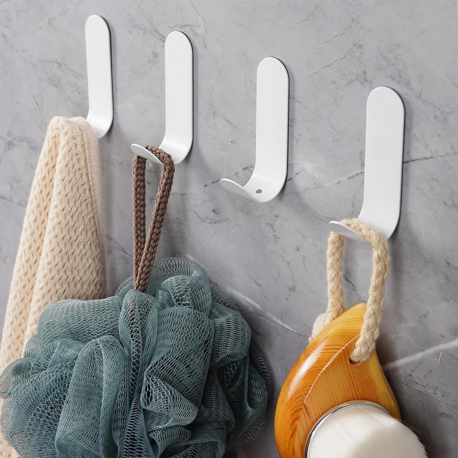 Feligio Ganchos Adhesivos Para Pared 12 Piezas, Colgadores Adhesivos Resistentes Sin Taladro de Acero Inoxidable, Colgador Toalla Baño Adhesivo Impermeable, Para Cocina Dormitorio, Blanco