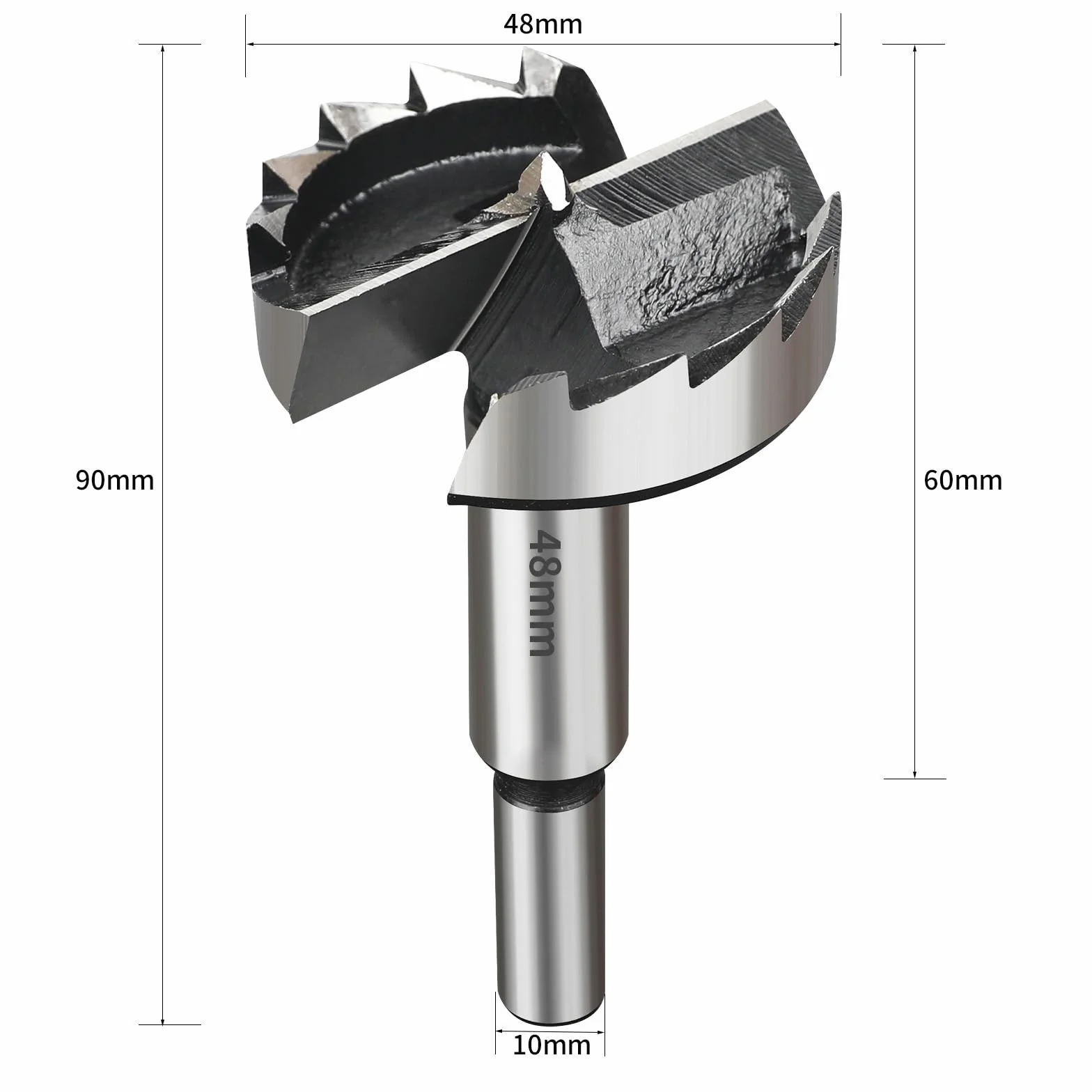 SUQIN Broca Forstner de 48mm Para Madera-Diámetro De 48mm Longitud 90mm Broca Fresadora Para Madera Con Eje Redondo Para Para Marcar y Taladrar Agujeros Para Bisagras