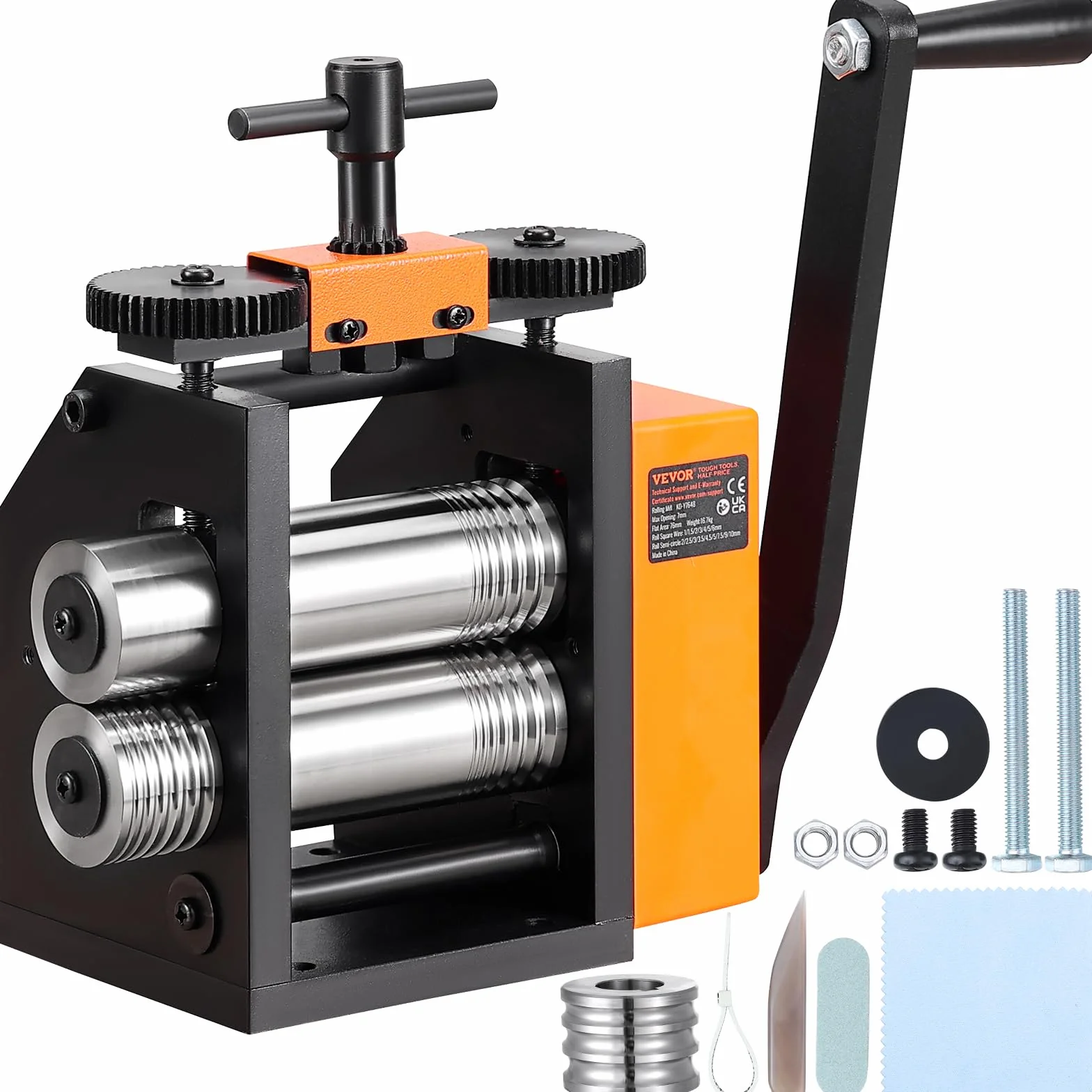 VEVOR Laminador de Joyería 76mm 0,1-7 mm Relación de Engranaje Ajustable 1:2 para Procesamiento de Joyería