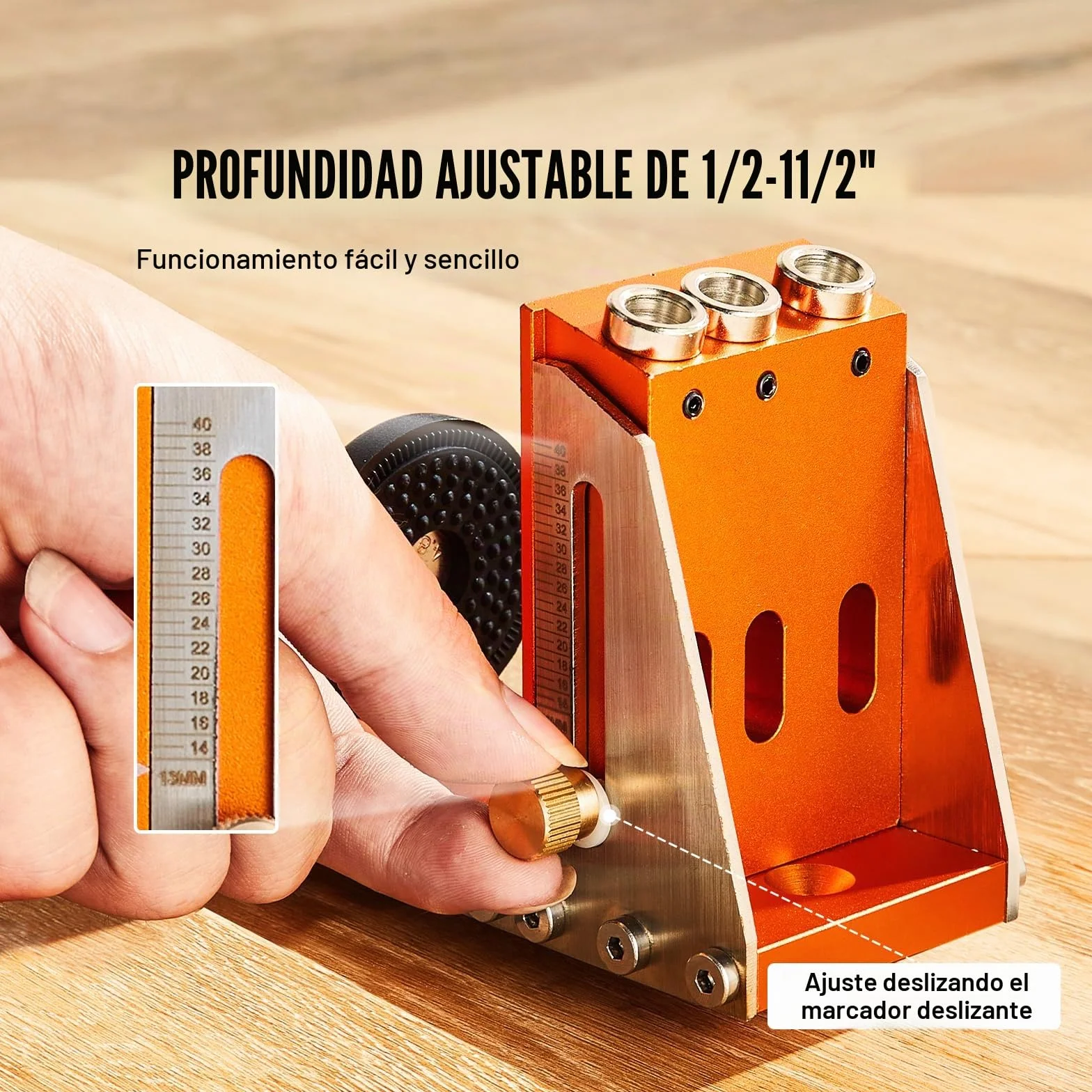 VEVOR Kit de Plantilla para Orificios Ocultos con Llave y Puntas de Accionamiento Cuadradas Plantilla de Perforación con Ayuda de Espigas para Taladrar Orificios Ocultos para Taladrar para Carpintería