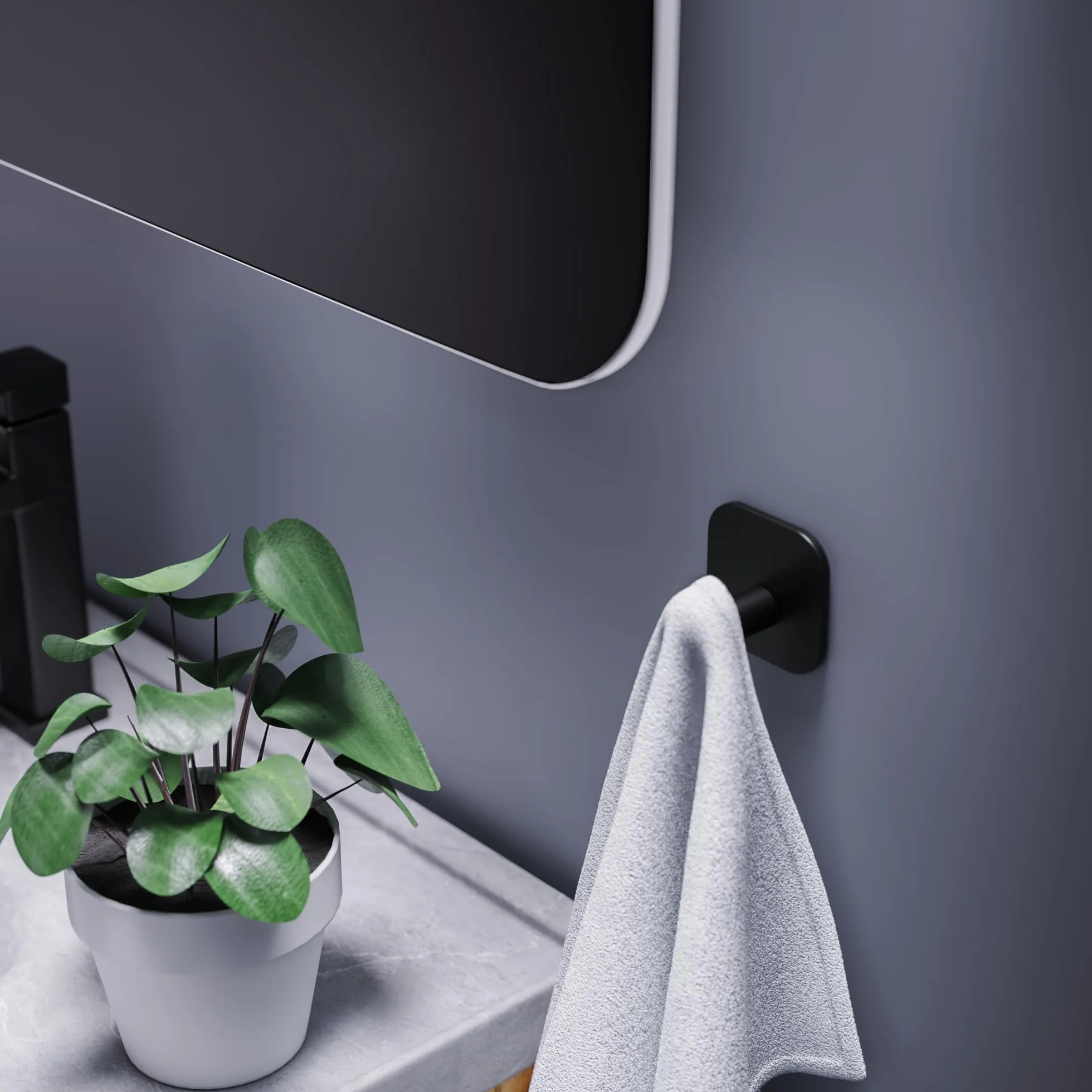 Aikzik Ganchos Adhesivos para Pared, Acero Inoxidable Toalleros sin Taladro, Colgadores Adhesivo Resistentespara Toallas Baño Cocina Albornoz, Negro