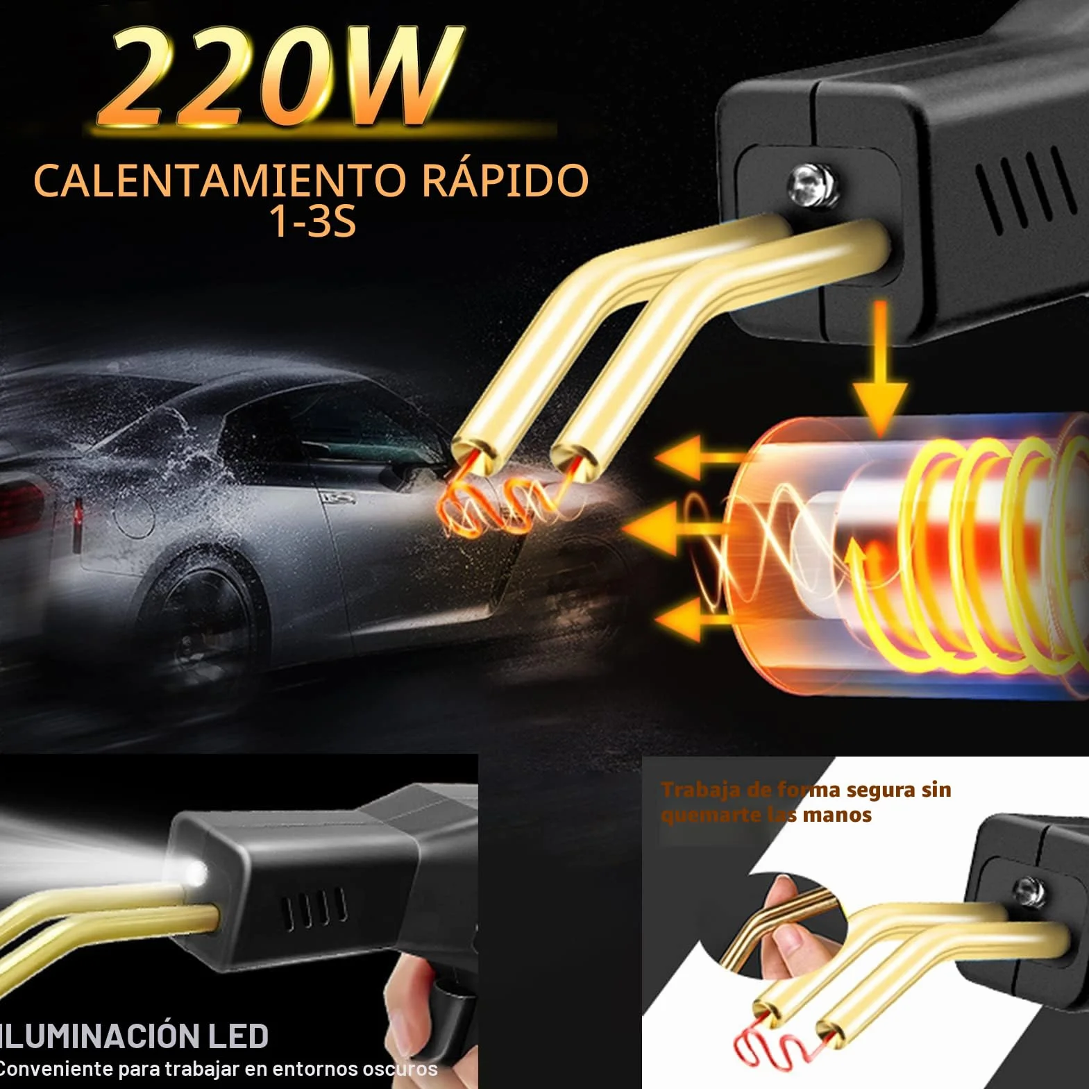 220W 2 en 1 Soldador de Plástico con 800pcs Grapas,20pcs Varillas & 2pcs Herramientas de Suavización,Pistola Grapas para Plastico, Plástico Soldadura Reparando Kit para Reparación Parachoques (negro)