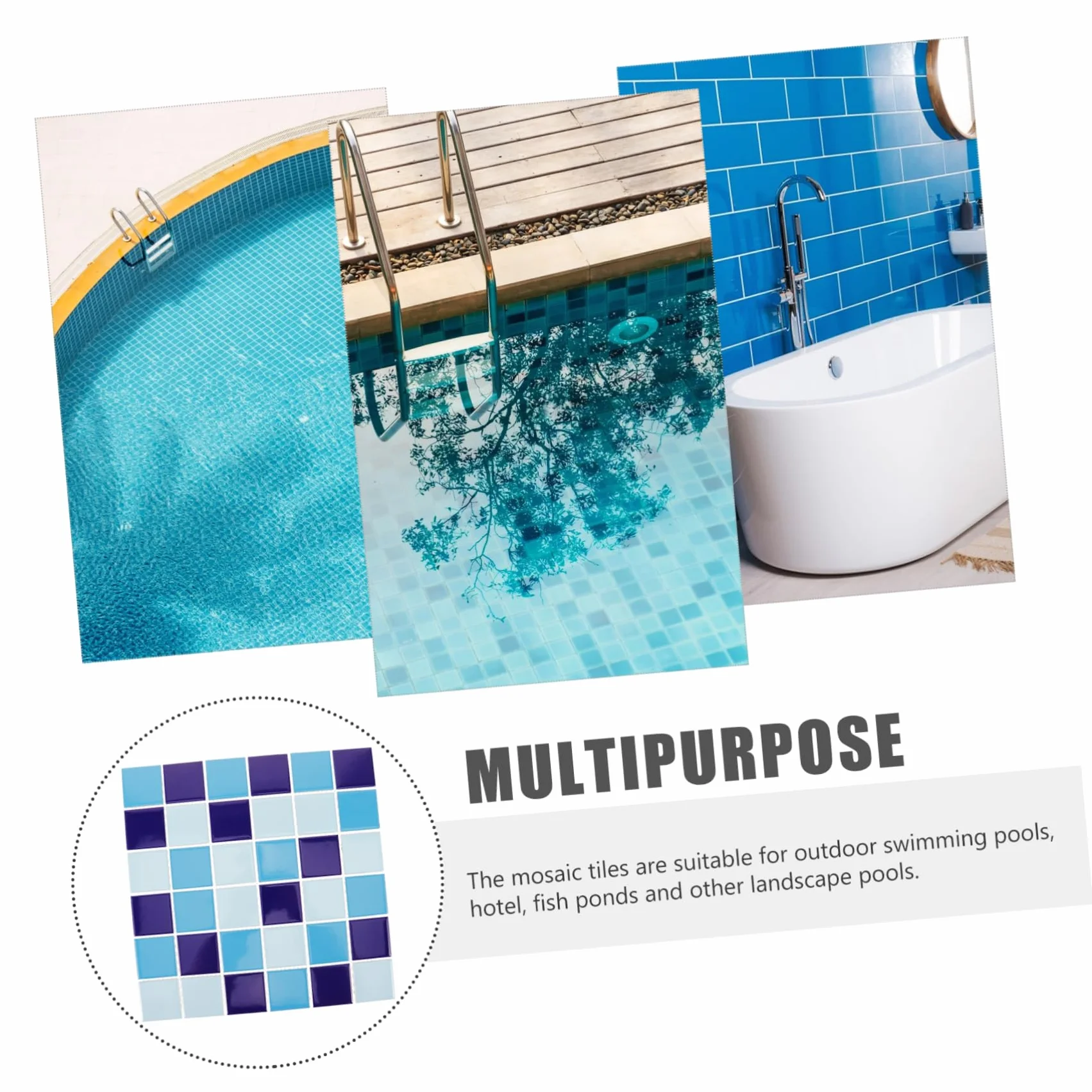Azulejos Cerámicos Para Piscinas y Baños1 Pieza Placa Azul Esmaltado Brillo Patrón Revestimiento Cerámico Decorativo Para Reparaciones y Manualidades
