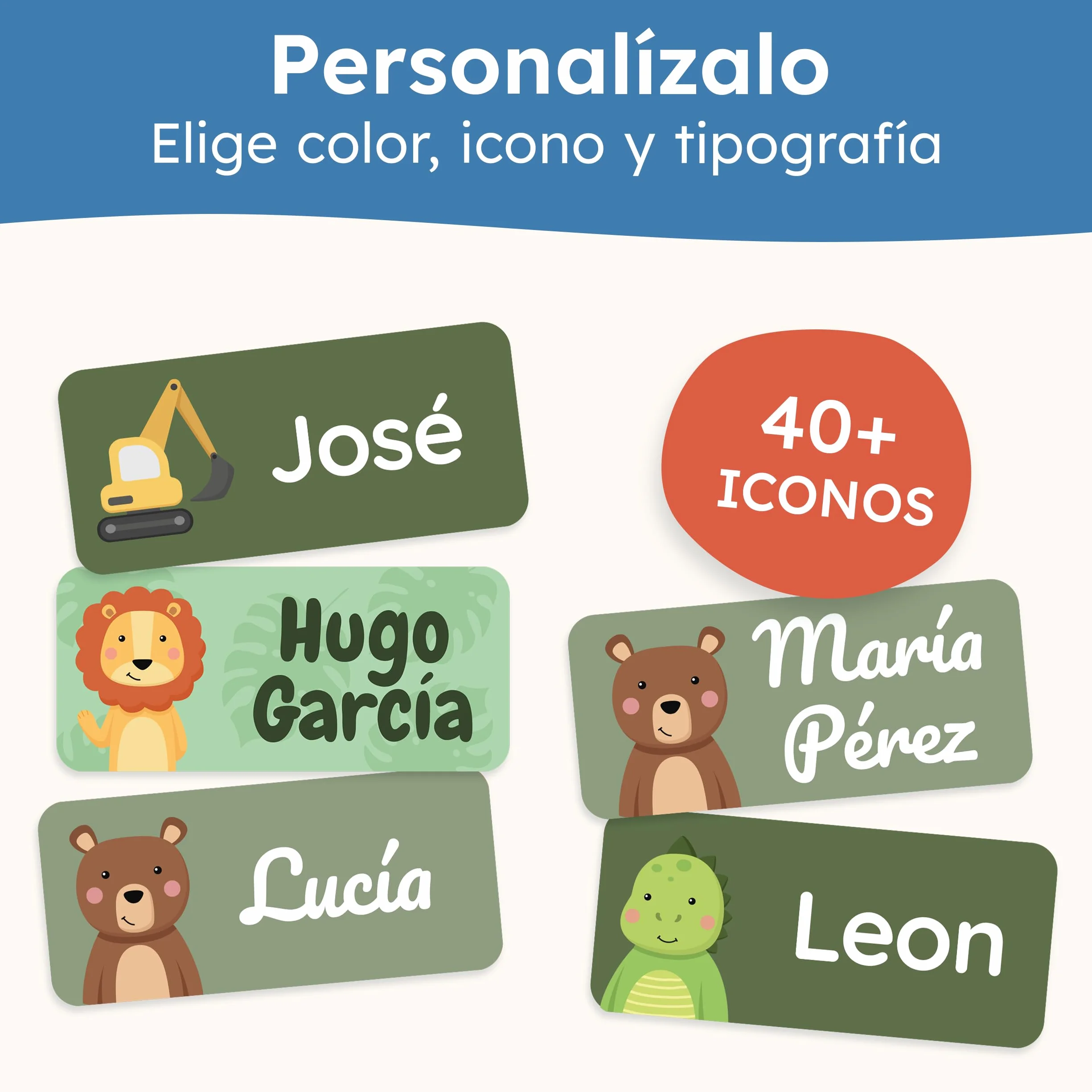Etiquetas para Ropa Personalizadas melu kids® Aventura 60 piezas No planchar Pegatinas Lavables a Máquina