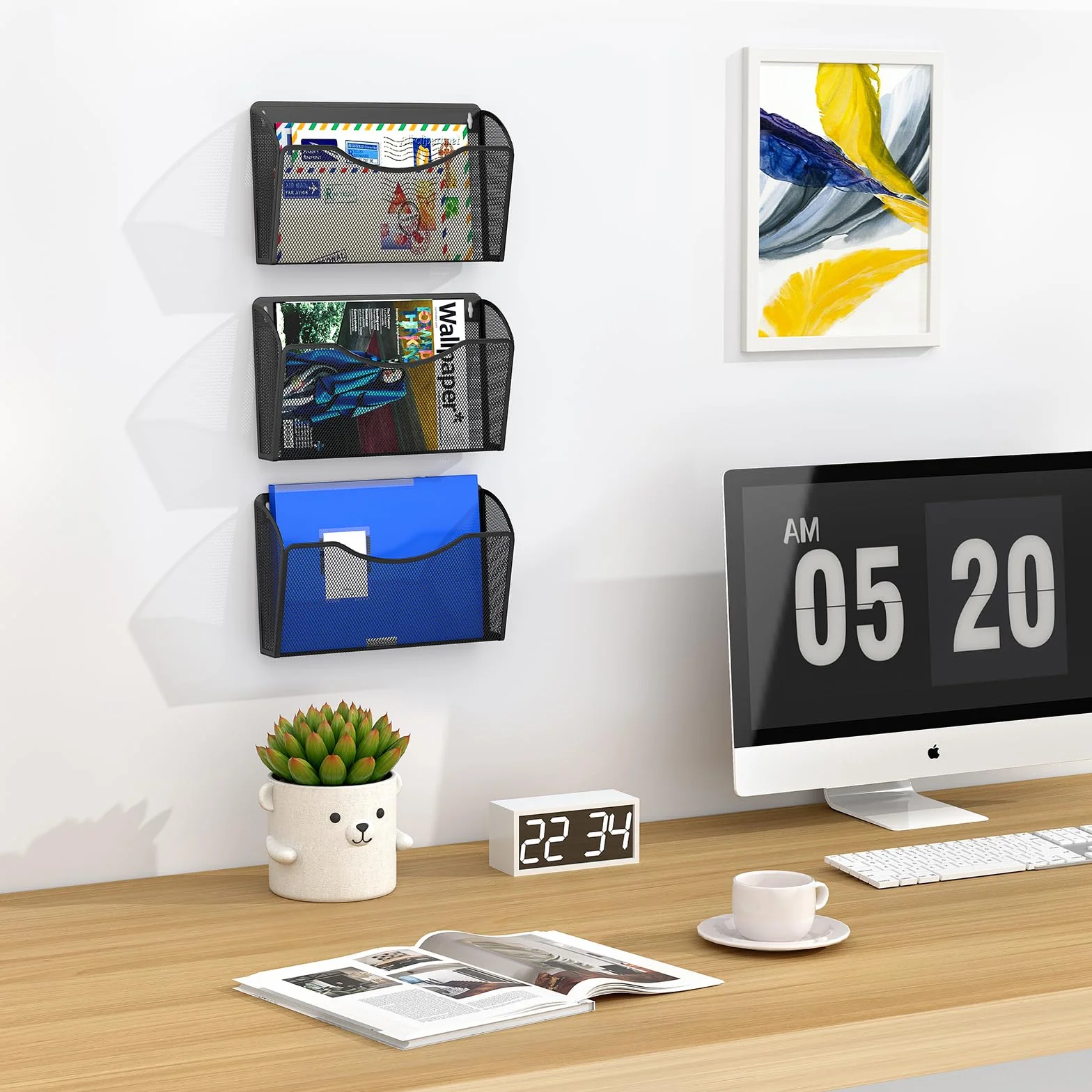 EasyPAG Soporte Documentos Metal A4 Bolsillo Horizontal Archivador de Pared Negro